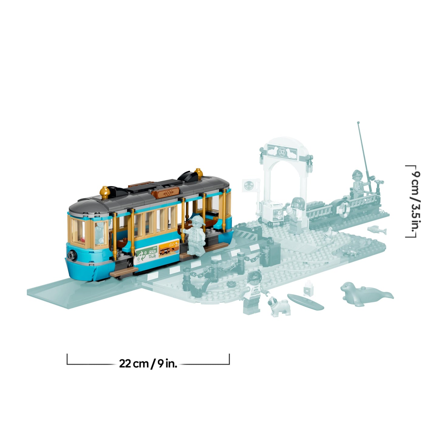 LEGO City Classic Beach Tram Toy - Model Building with Rail Track, Street Scene, 5 Minifigures and 5 Animal Figures - Birthday Gift for Boys Ages 7 and Up - 60506