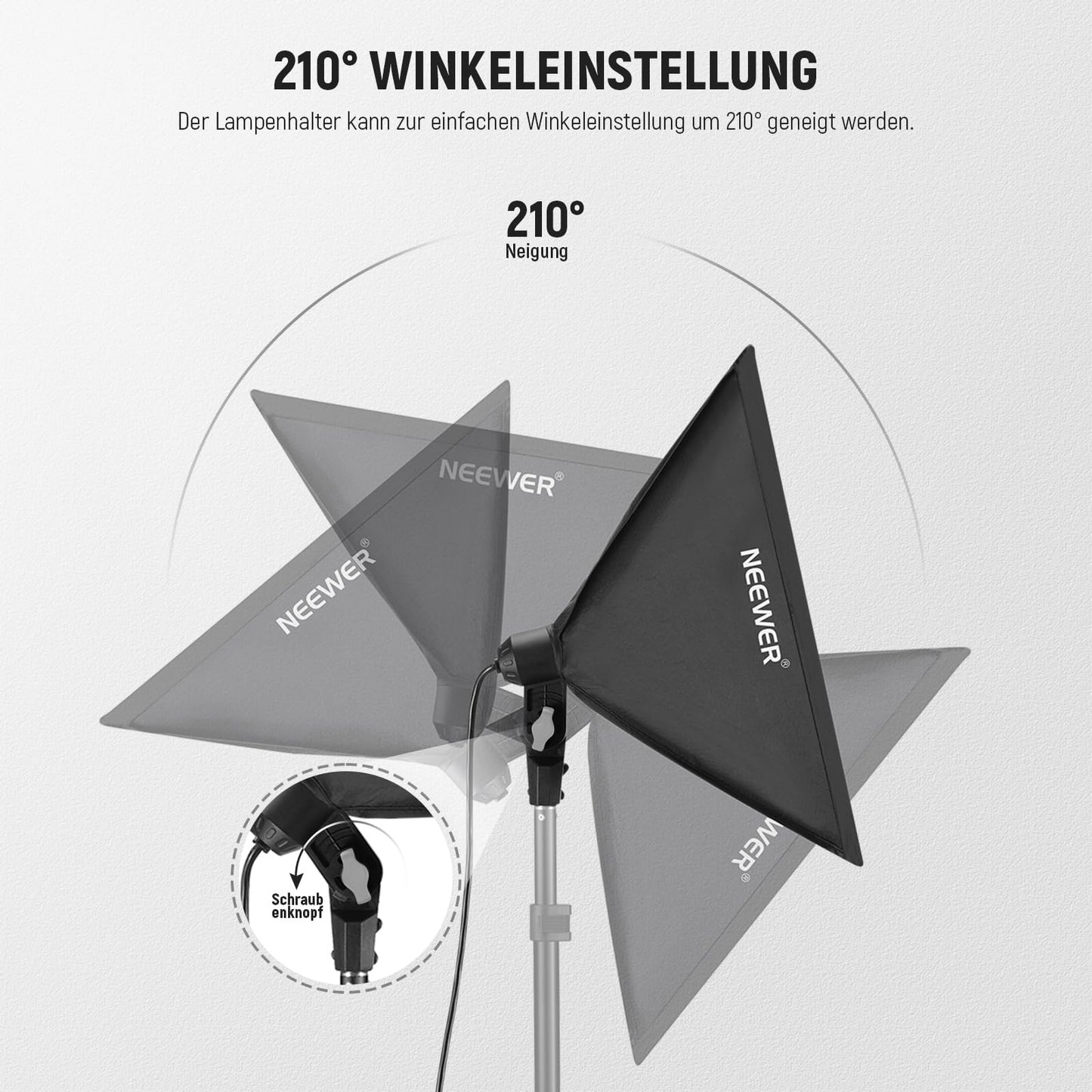 NEEWER 350 W Equivalent Softbox Lighting Set, 5700 K LED Light Bulb, 24 x 24 Inch Photo Studio Soft Box with E27 Socket, Photography Continuous Lighting Set, Photo Studio Equipment, NK300 - 10103989
