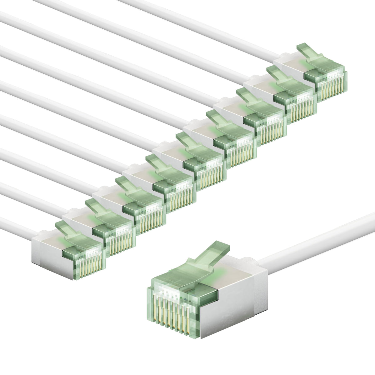 goobay CAT 8.1 Cablu de rețea în set de 10 / Cablu patch ecranat, super flexibil, U/FTP/CU Cablu Ethernet, PiMF, LSZH/Cat 8.1 Cablu cu 10Gbits / Alb / 10x5m, 79508