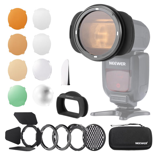 NEEWER Flash Silicone Adapter Ring for Square Flash Head with Magnetic Round Flash Head, Accessory Color Gel Set for Z880 Z760 NW760 NW700 NW620 NW635II TT560 Square Head Speedlite, CRM3