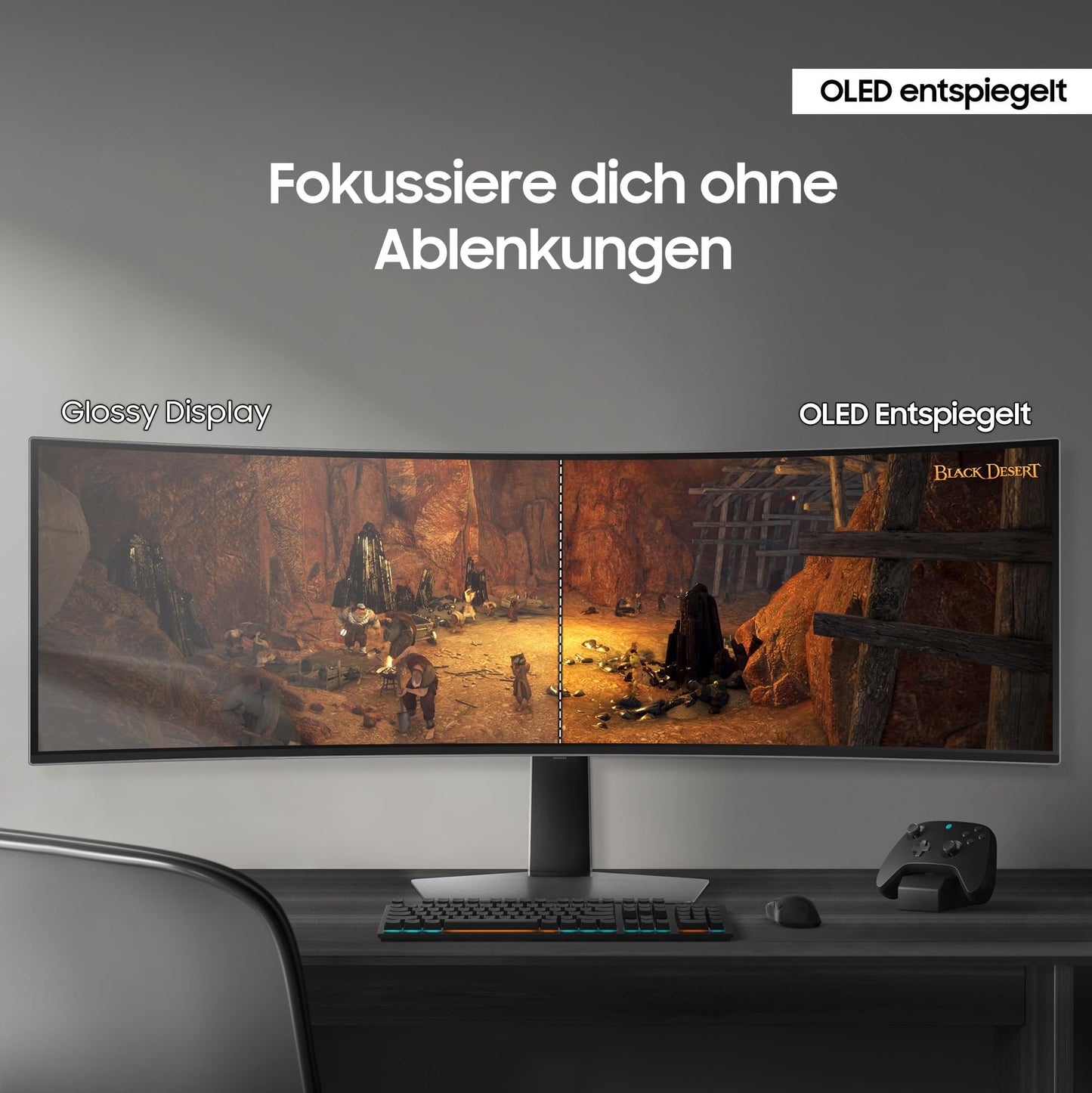 Samsung 49 inch Odyssey OLED G9 G93SD, DQHD (5,120 x 1,440), gaming monitor, PC screen, 240 Hz, OLED glare free, 0.03 ms response time, gaming hub, LS49DG934SUXEN