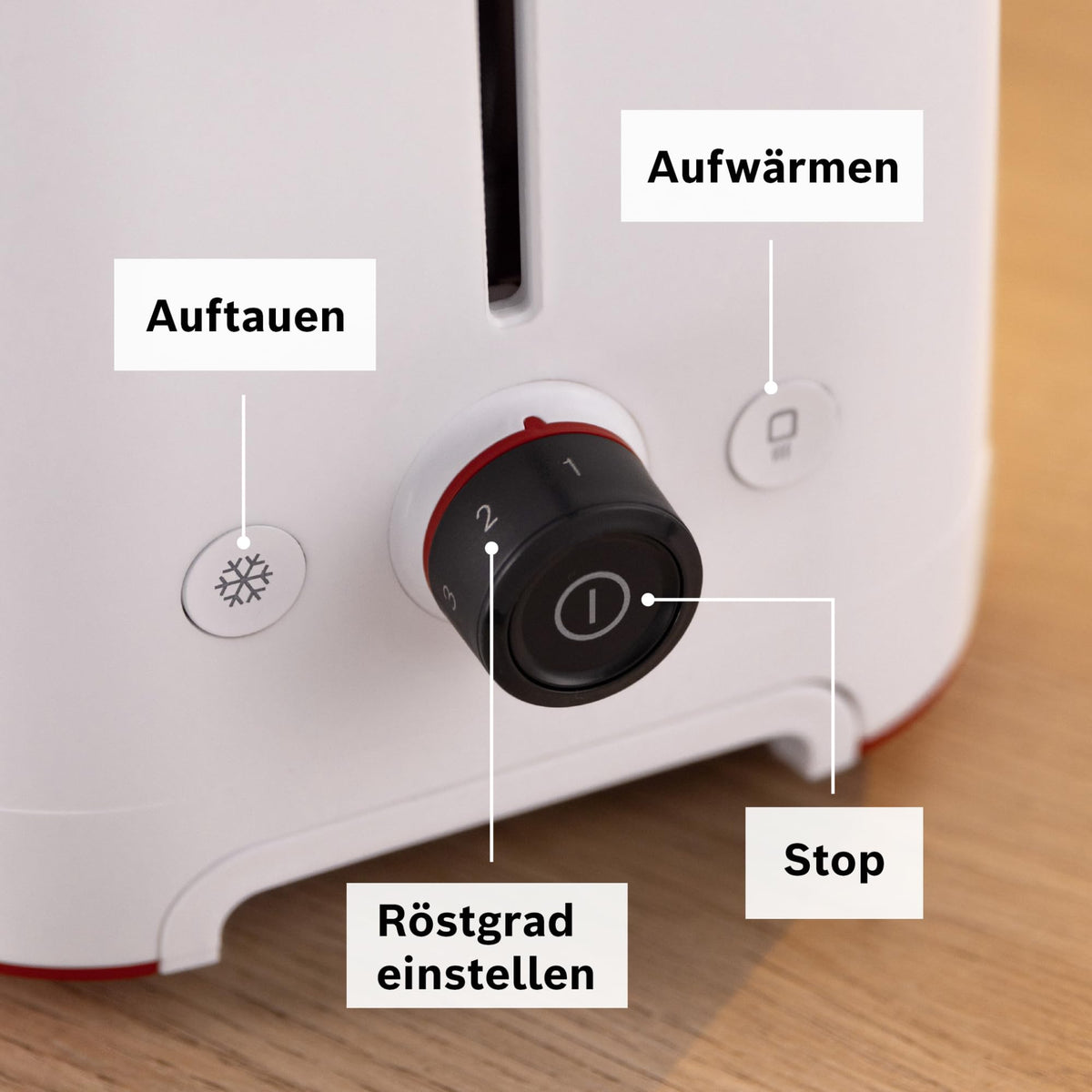 Bosch Compact Toaster MyMoment TAT3M121, removable foldable bun warmer, with defrost function, automatic shut-off, lift function, bread centering, ideal for 2 slices, 800 Watts, Matte White