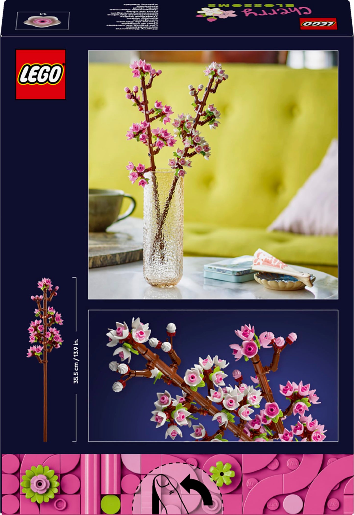 LEGO Botanicals Cherry Blossoms - Toy with artificial flowers - Creative decoration for desk - Playset with flowers for building and displaying Gift for girls and teenagers aged 8 and up - 40725