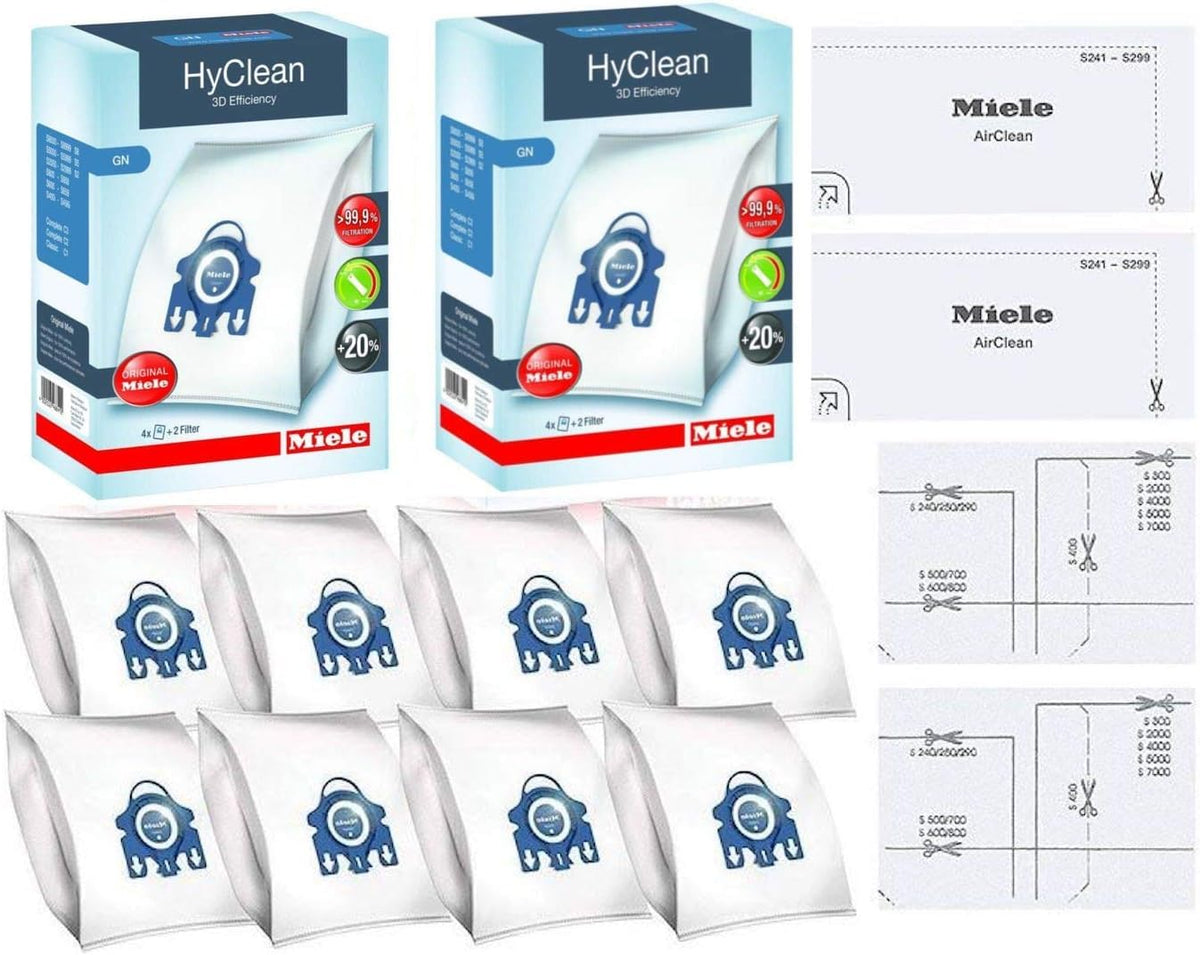 2 X Miele GN HyClean 3D Efficiency Dust Bags for Classic, Complete, S2000, S5000, and S8000 Series