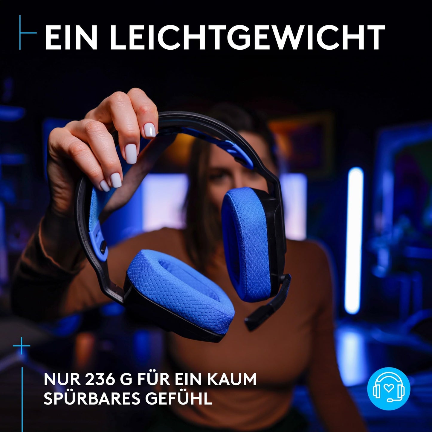 Logitech G G535 Lightspeed Wireless Gaming Headset - Lightweight On-Ear Headphones, Microphone Mutable, 33 Hour Battery Life, Compatible with PS5, PS4, PC, USB-C Rechargeable - Black,Blue - 939-002219