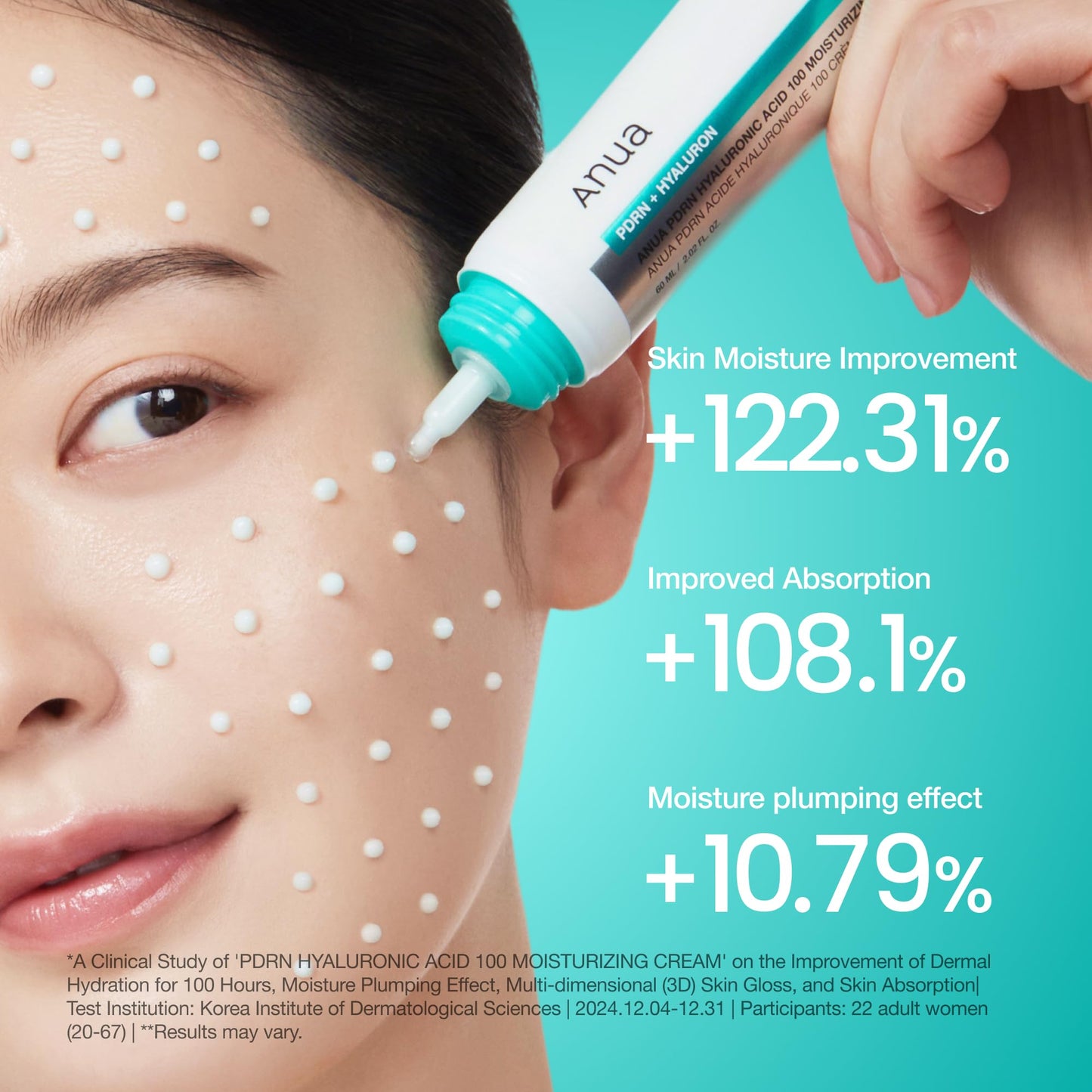 Anua PDRN Hyaluronic Acid 100 Moisturizing Cream, Lightweight Moisturizing Face Cream with Salmon DNA for Glass Skin, Korean Skincare, 60ml - AA000516_A