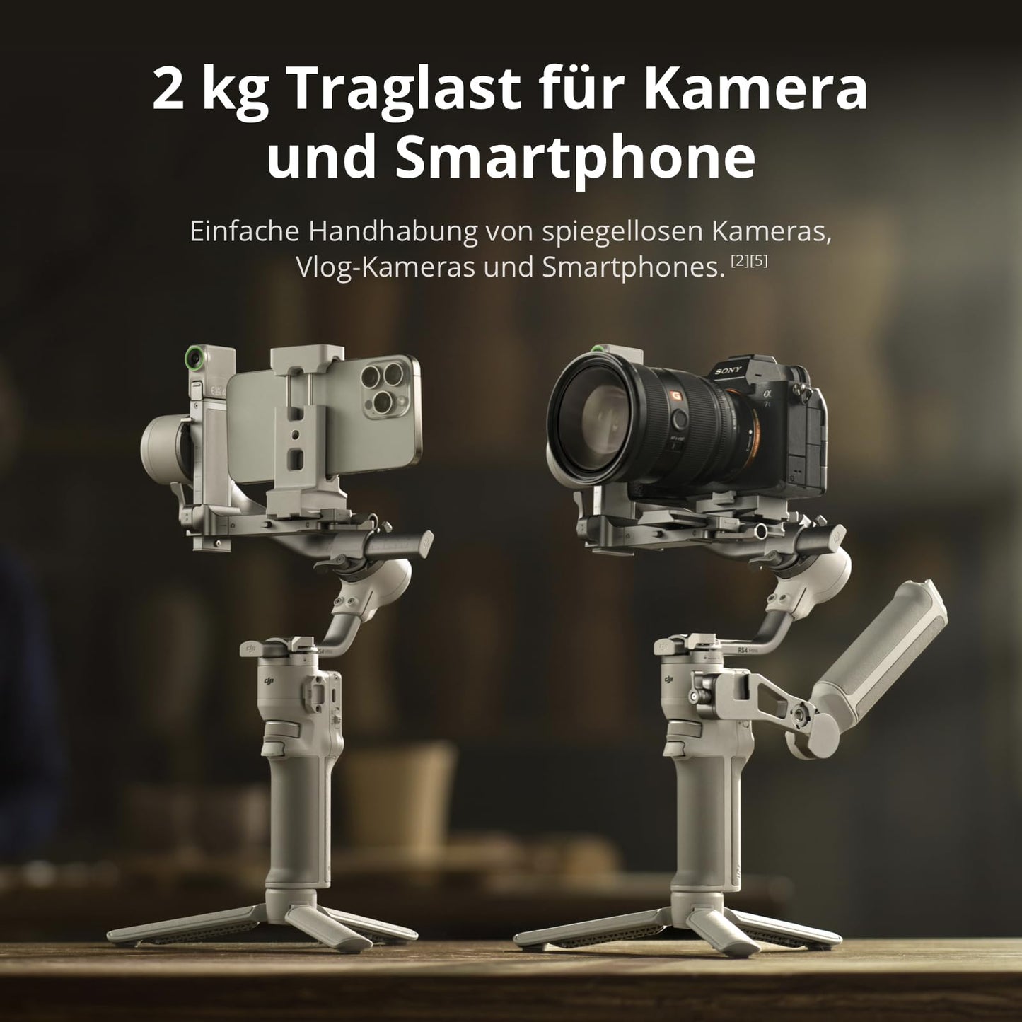DJI RS 4 Mini Combo, Gimbal Stabilizer for Canon/Sony/Panasonic/Nikon/Fujifilm Camera, Auto Axis Locks, Intelligent Tracking, 2kg Load Capacity, Camera Gimbal, Briefcase Handle - P24M