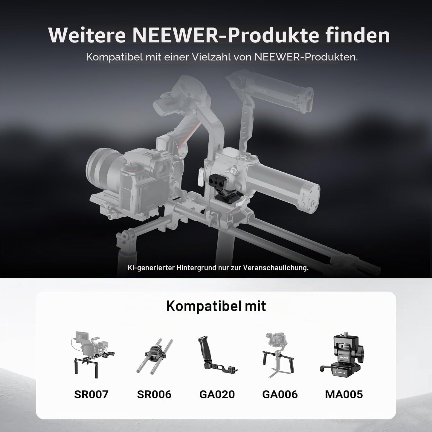 NEEWER Gimbal Mount for RS5/RS4/RS4 Pro/RS3/RS Pro, Arca Type Quick Release Shoulder Rig NATO Rail Camera Stabilizer Adapter Compatible with DJI SmallRig V Mount Battery Photography Accessories, GA031