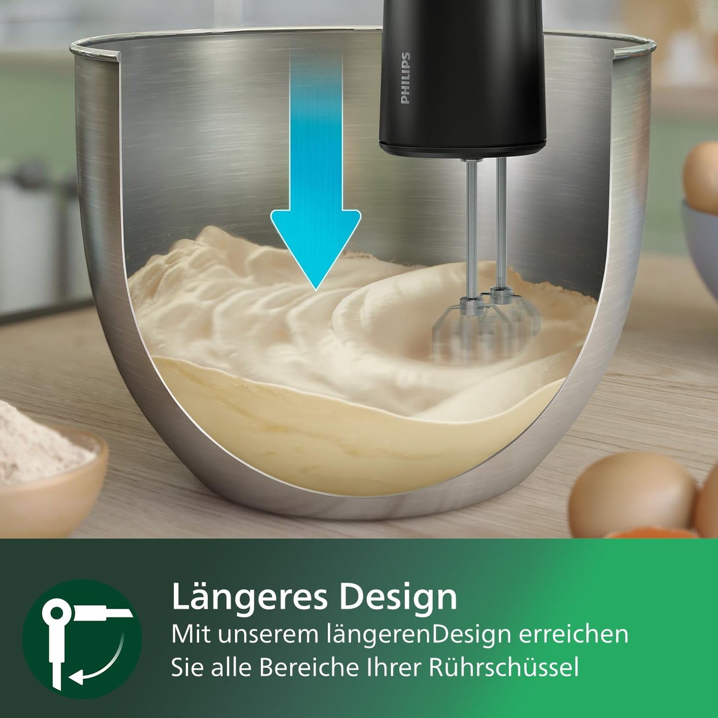 Philips Hand Mixer 5000 Series, 3-in-1 Hand Mixer, Powerful Motor (500W), Smart Storage Cup, 5 Speed Settings, Anti-Splash Protection, Black (HR3781/20)