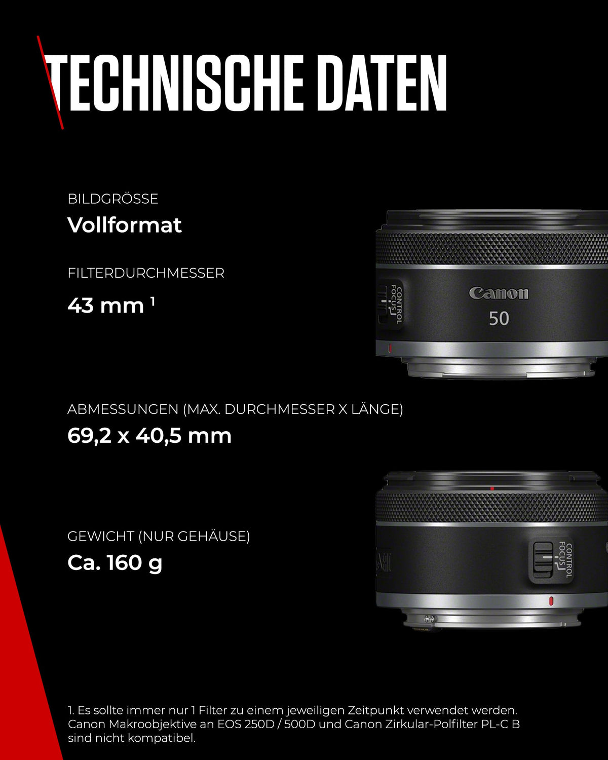Canon RF 50 mm F1.8 STM Lens, Compact and Lightweight, High Aperture of 1:1.8, Compatible with All Canon EOS R Series Cameras, Black - 4515C005