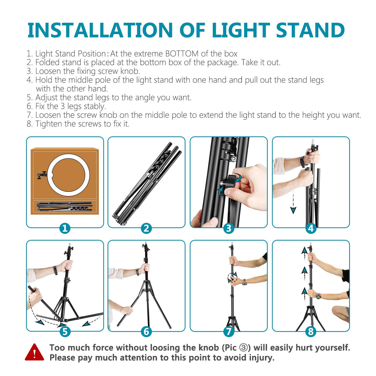 NEEWER Camera Photo Video Ring Light Kit: 18 inch/48 centimeters, 52W 5500K dimmable LED ring light, light stand, Bluetooth receiver for smartphone, perfect for YouTube self-portrait recordings. - RL-18