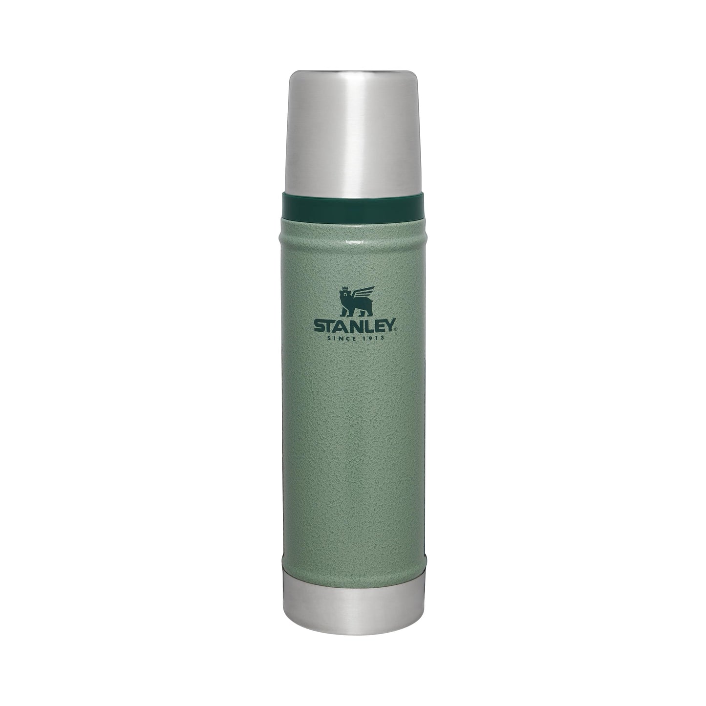 Stanley 1913 Classic Legendary Thermos Bottle 0.59L - Thermos Keeps Hot or Cold for 18 Hours - Stainless Steel Thermos Flask - BPA Free - Dishwasher Safe - Hammertone Green - 100000115641