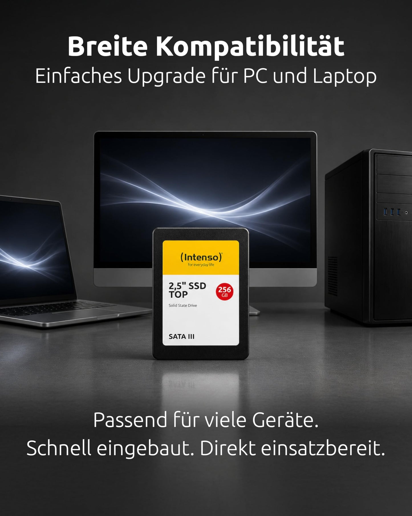 Intenso Internal 2.5" SSD SATA III Top, 256 GB, 550 MB/seconds, Black - 3812440