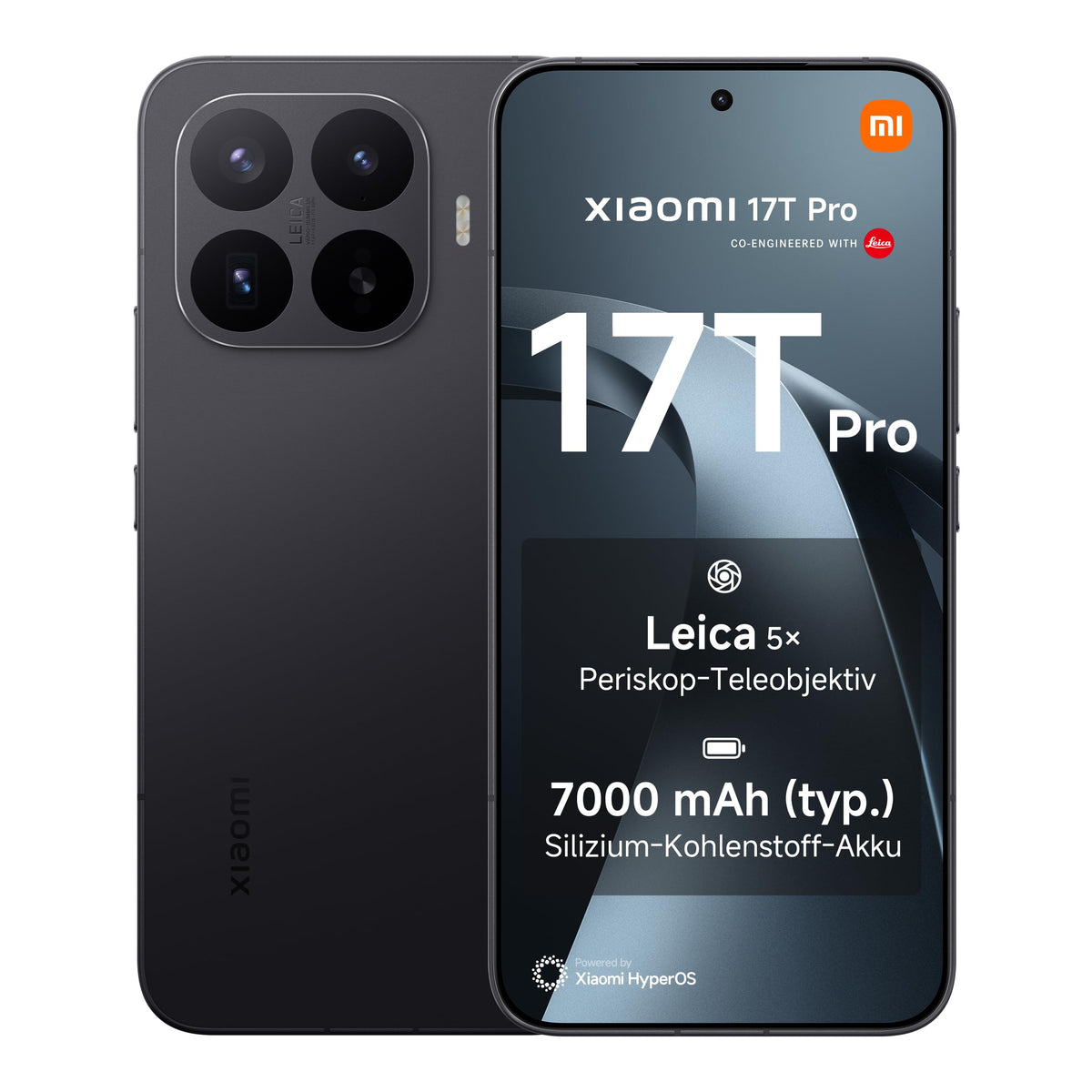 Xiaomi 17T Pro Smartphone 12+512 GB, 7000mAh, Leica 5X Telecamera, Mint Mobile/T-Mobile, Black