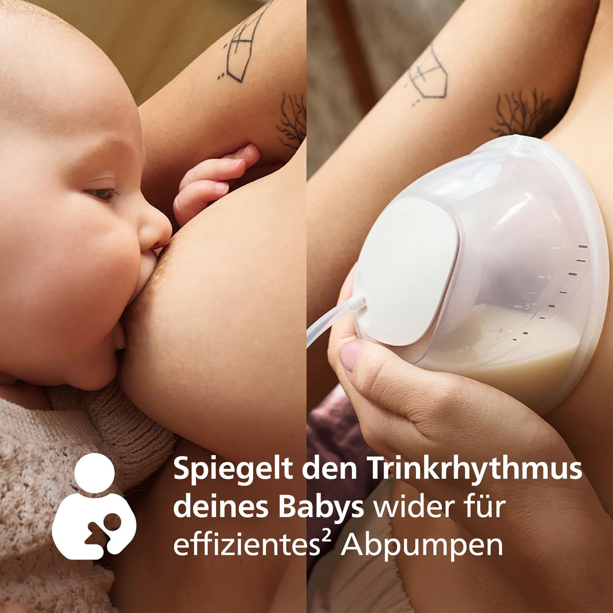 Philips AVENT Hands-free Electronic Double Breast Pump, hospital-grade motor, mimics the baby's drinking rhythm, up to 85 pumping motions per minute, 2 collection cups, SCF547/11