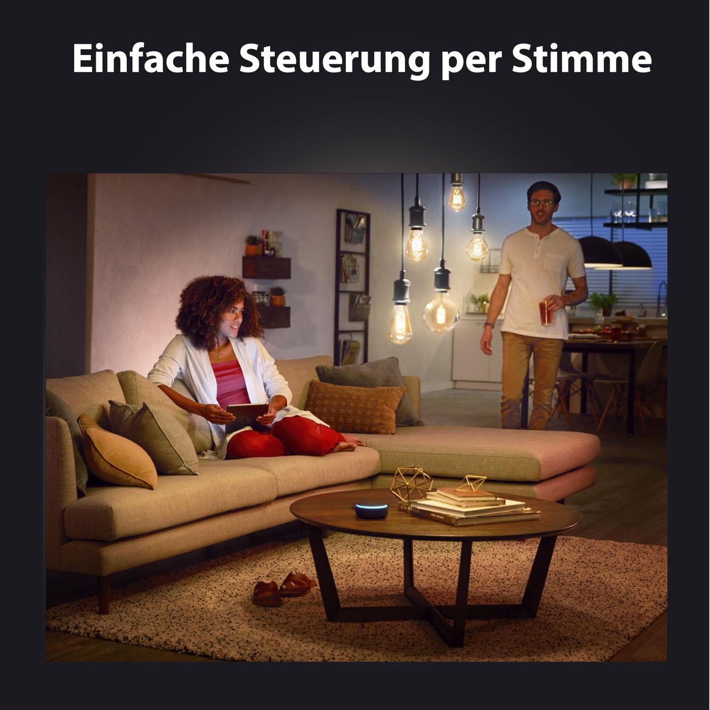 Philips Hue White Ambience E27 Standard Filament, 7W, dimmable, warm to cool white light, compatible with Amazon Alexa (Echo, Echo Dot), pack of 3 - 929002477504