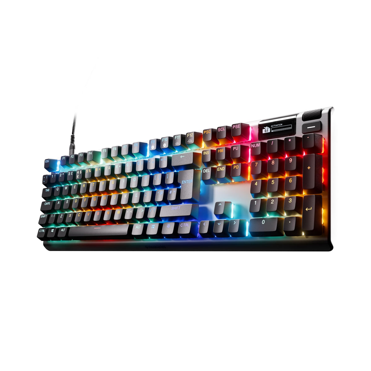 SteelSeries Apex Pro Gen 3 - Tastatur pentru gaming - Switch-uri Hall Effect; OmniPoint 3.0 - Actuare ajustabilă - Presetări pregătite pentru joc - Trigger rapid, Mod de protecție, Rapid Tap/SOCD - QWERTY în engleză - 64661