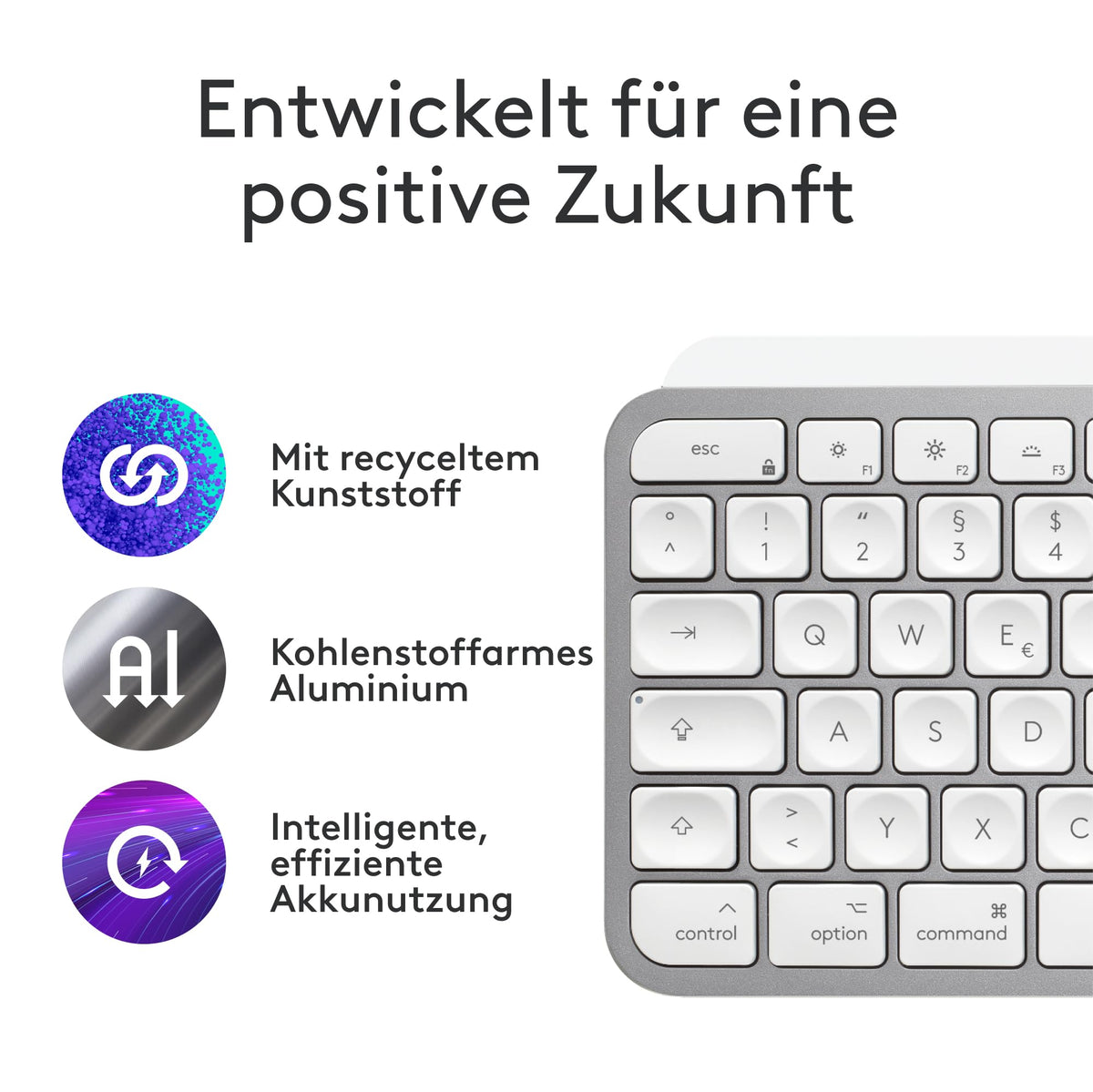 Logitech MX Keys S for Mac, wireless keyboard, fluid (Light Gray) - 920-011624