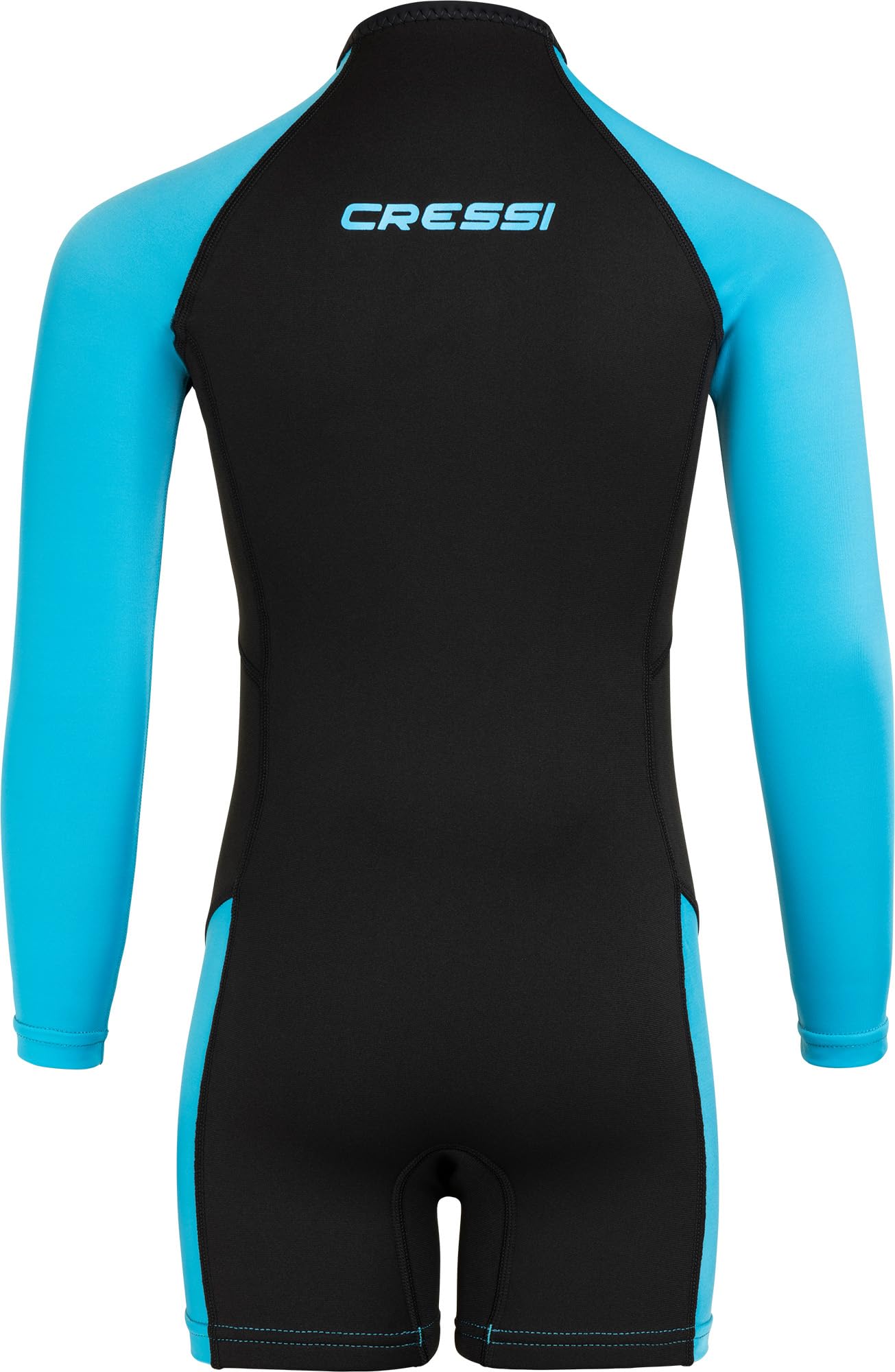 Cressi Shorty 2mm children's wetsuit - children's swimming suit with UV, cold protection, jellyfish protection - swimming suit for girls and boys - black/blue, turquoise - 15/16 years - XDG006209