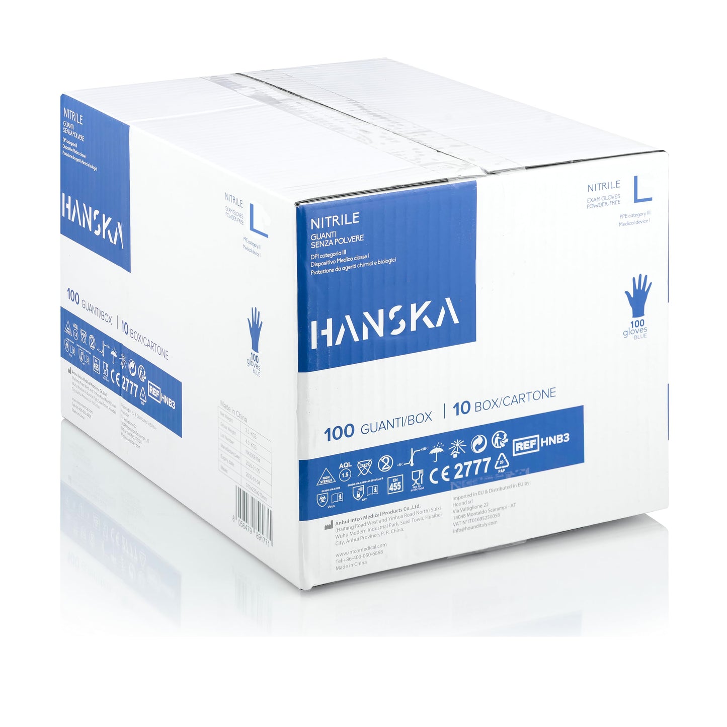 HANSKA 1000 Blue Nitrile Disposable Gloves - Powder Free - Disposable - Ambidextrous - Non-Sterile - Rubber Base - Suitable for Medical Areas and Food Processing (1000, L) - HSKA