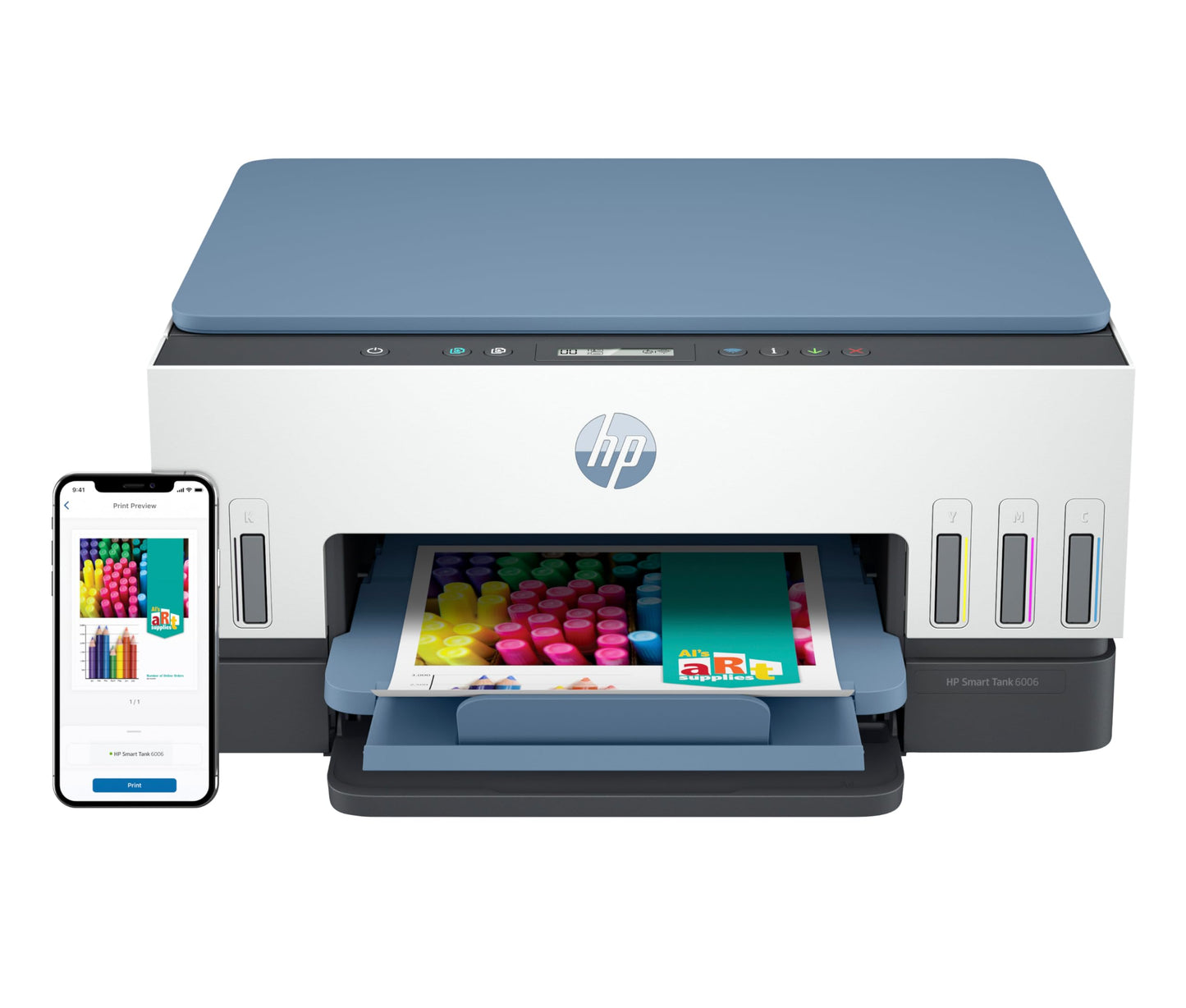HP Smart Tank 6006 3-in-1 Multifunction Printer (Wi-Fi; Mobile Printing) - 3 years ink included, 3 year warranty, large ink tank, long range, high quality printing - 2H1W2A#BHC