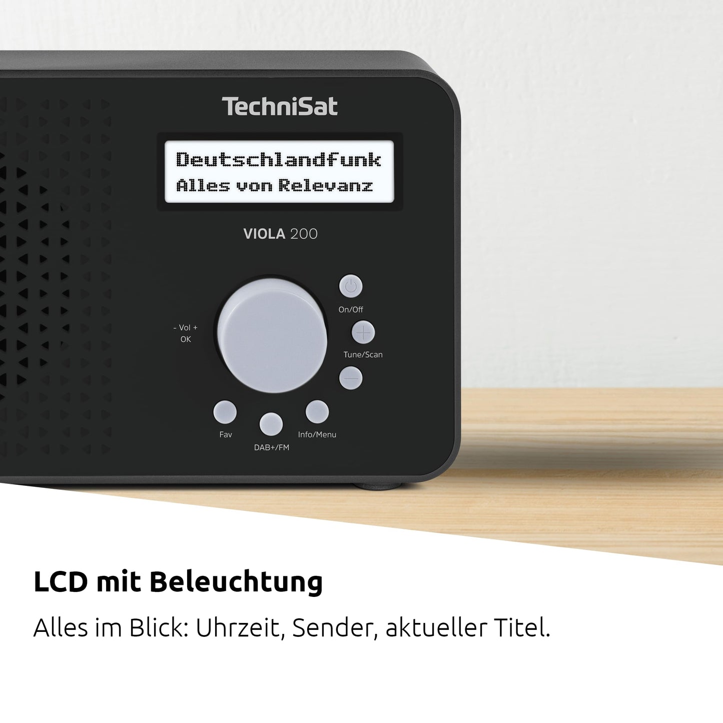 TechniSat Viola 200 - portable DAB+/FM radio (with LCD display, telescopic antenna, favorite memory, headphone jack, mains & battery operation, mono speaker, RDS, PLL) black - 0001/2936