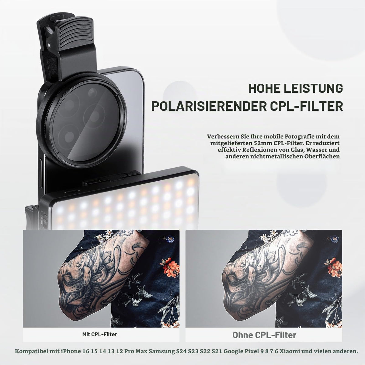 NEEWER Basics LED Selfie Tattoo Light compatible with iPhone, BL120B