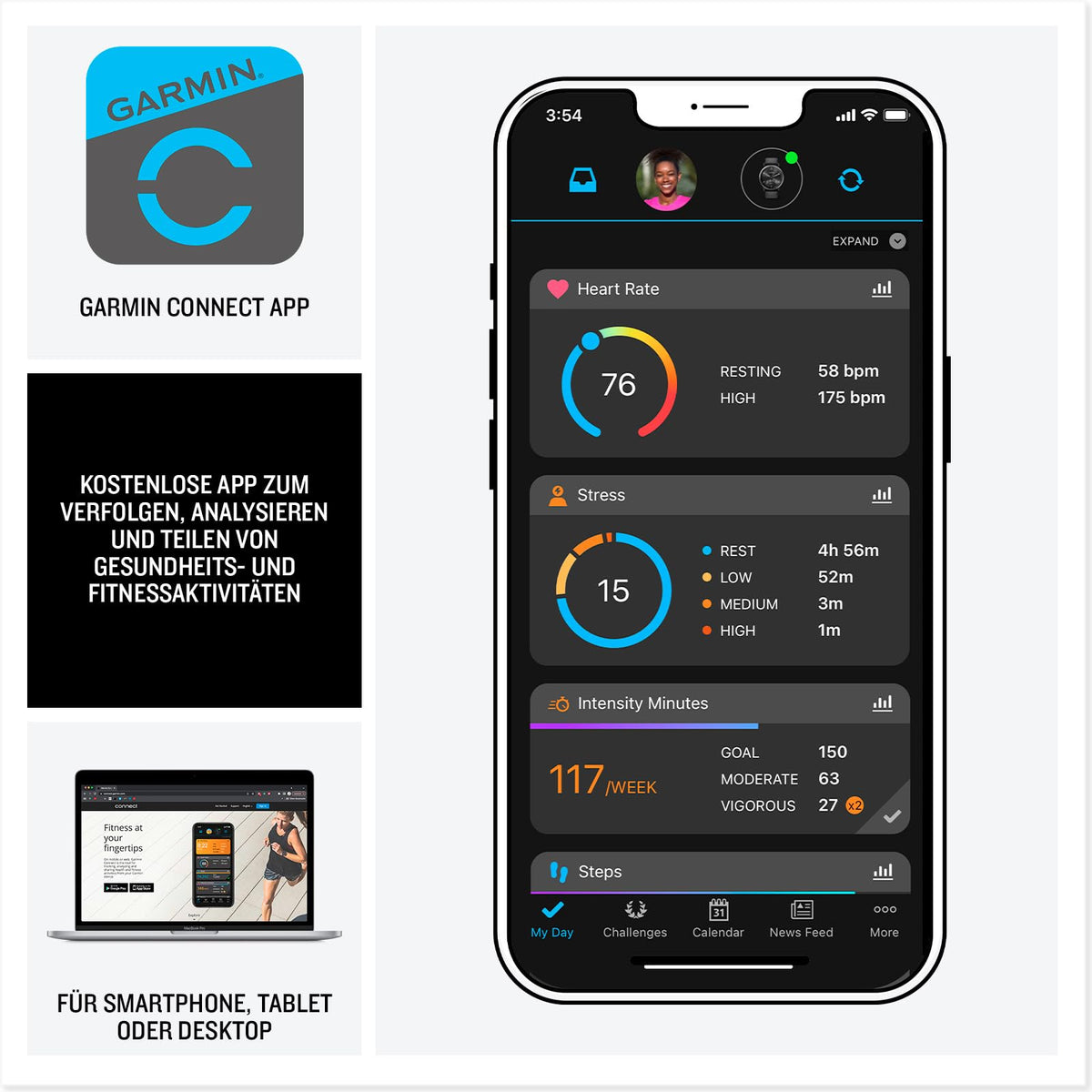 Garmin Forerunner 165 [renewed] - running smartwatch, 1.2" AMOLED touchscreen, up to 11 days battery life, 25+ sports apps, training recommendations, health data, smart functions [refurbished] - 010-N2863-20