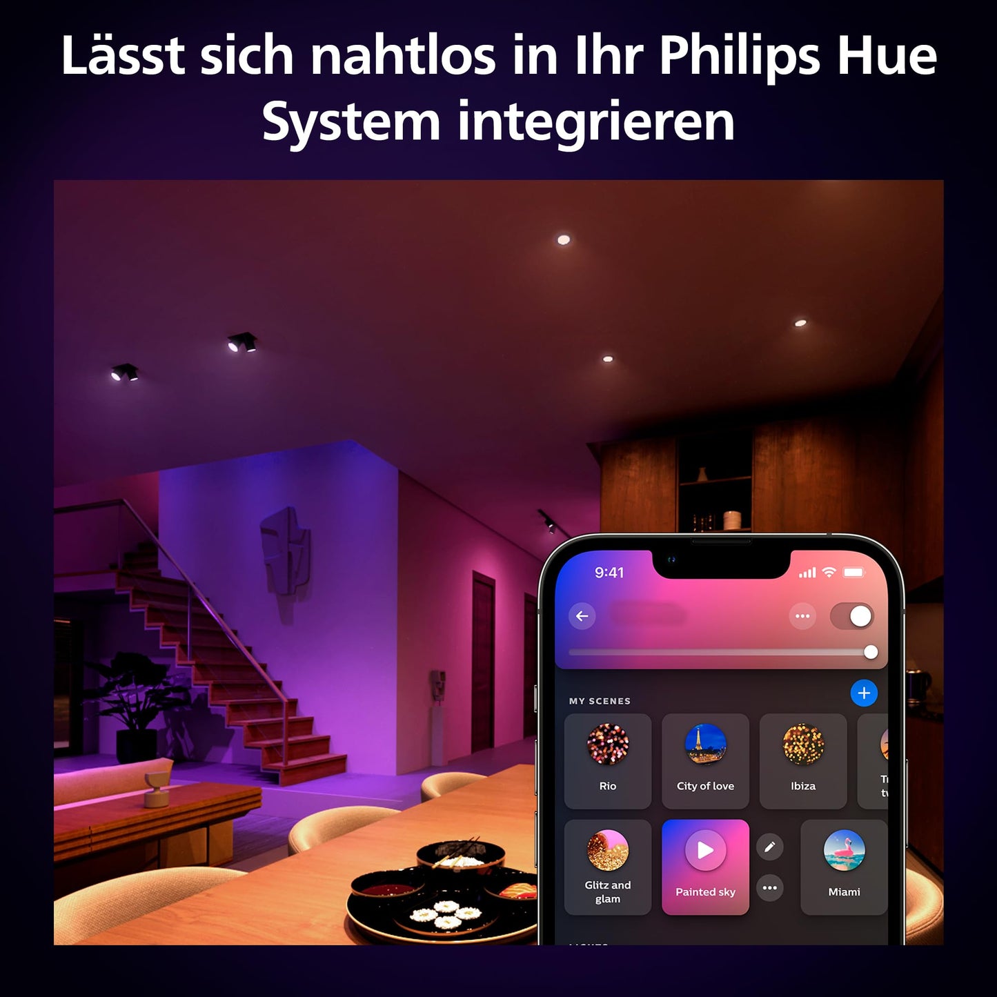 Philips Hue White & Color Ambiance GU10 LED spot pack of 2 (400 lm), dimmable LED lamps for the Hue lighting system with 16 million colors, smart light control via voice and app - 8720169229815