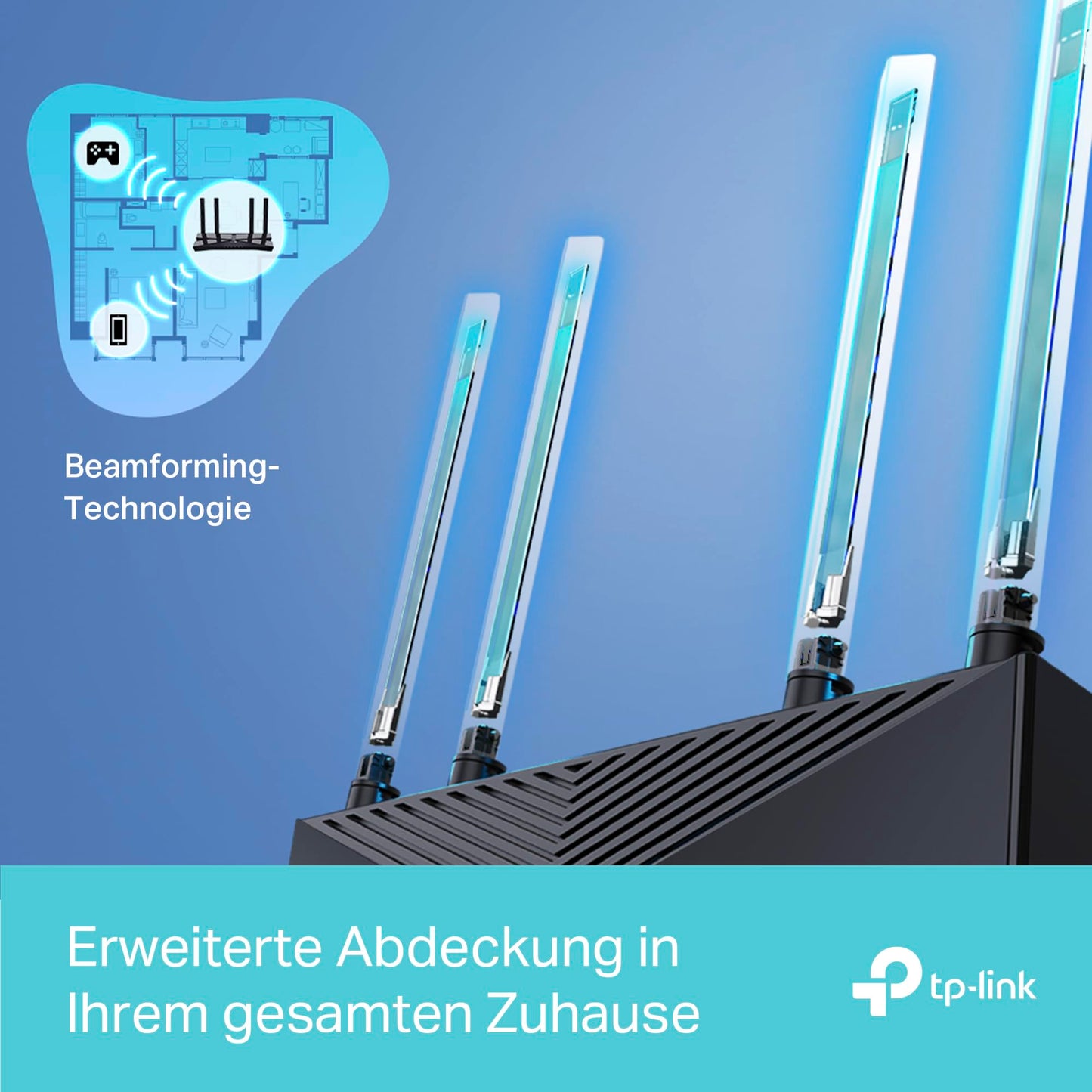 TP-Link Archer AX58 Wi-Fi 6 WLAN router, dual band AX3000, 5 gigabit ports, WPA3, parental controls, guest network, no DSL function