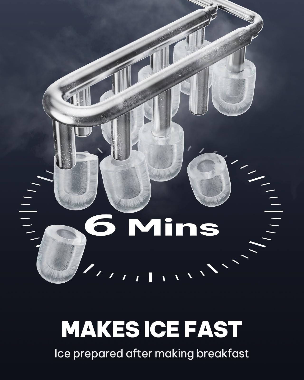 Silonn Ice Cube Machine with Handle Ice Cube Basket - Portable & Self-Cleaning, Mini Ice Maker 9 Ice Cubes/6 Min. 12 KG/Day, Simply Remove Ice Cubes and Use Anywhere - SLIM21T-E