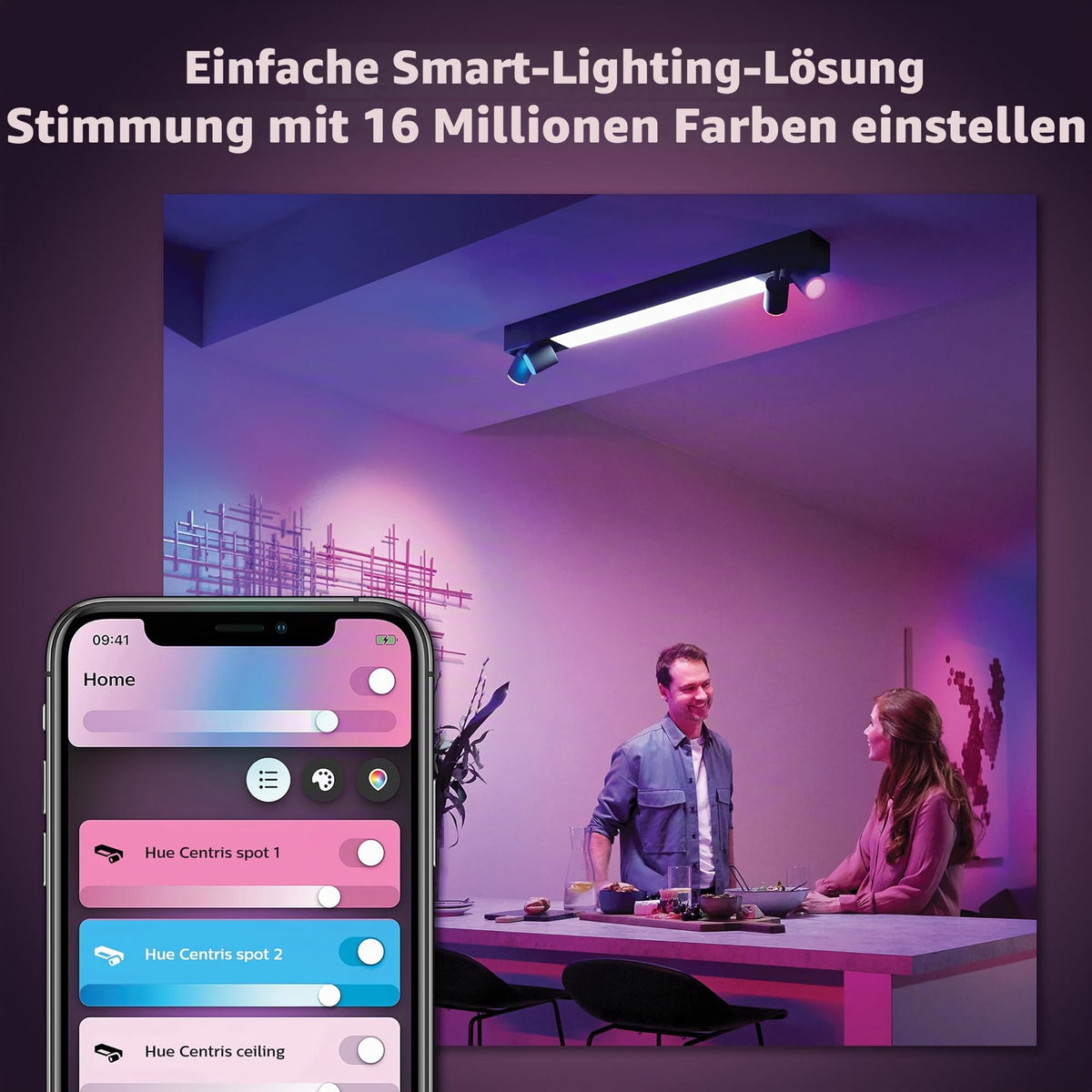 Philips Hue Centris 4 Spot Light, Iluminat interior, Negru - 8720169318557