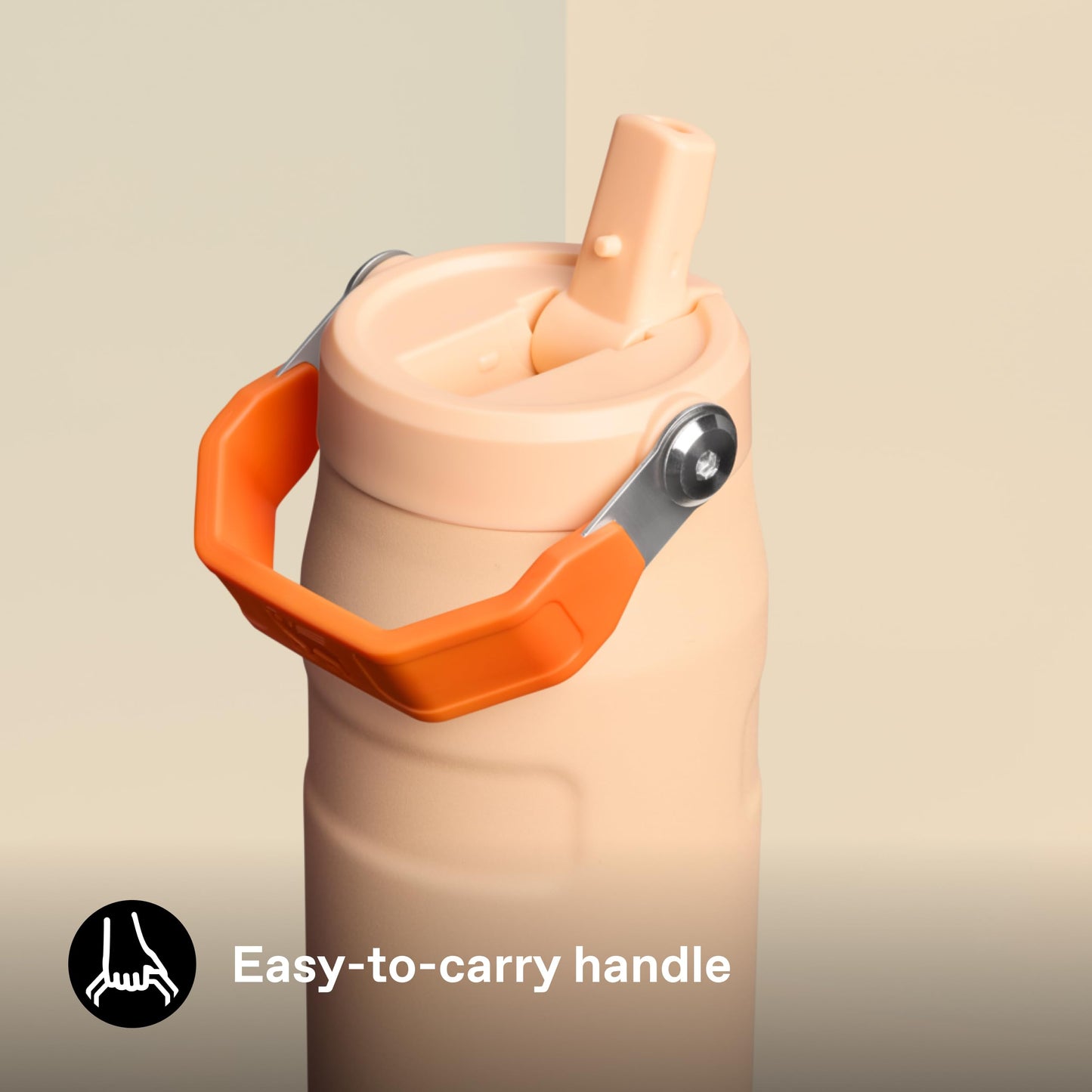 Stanley 1913 Flip Straw 2.0 Drinking Bottle with Straw 0.7L - Thermal Mug Cools for 10 Hours - 3 Days Ice Cold - BPA Free - Leakproof - For Drink Holders - Dishwasher Safe - Orange Sherbert - 100000127824