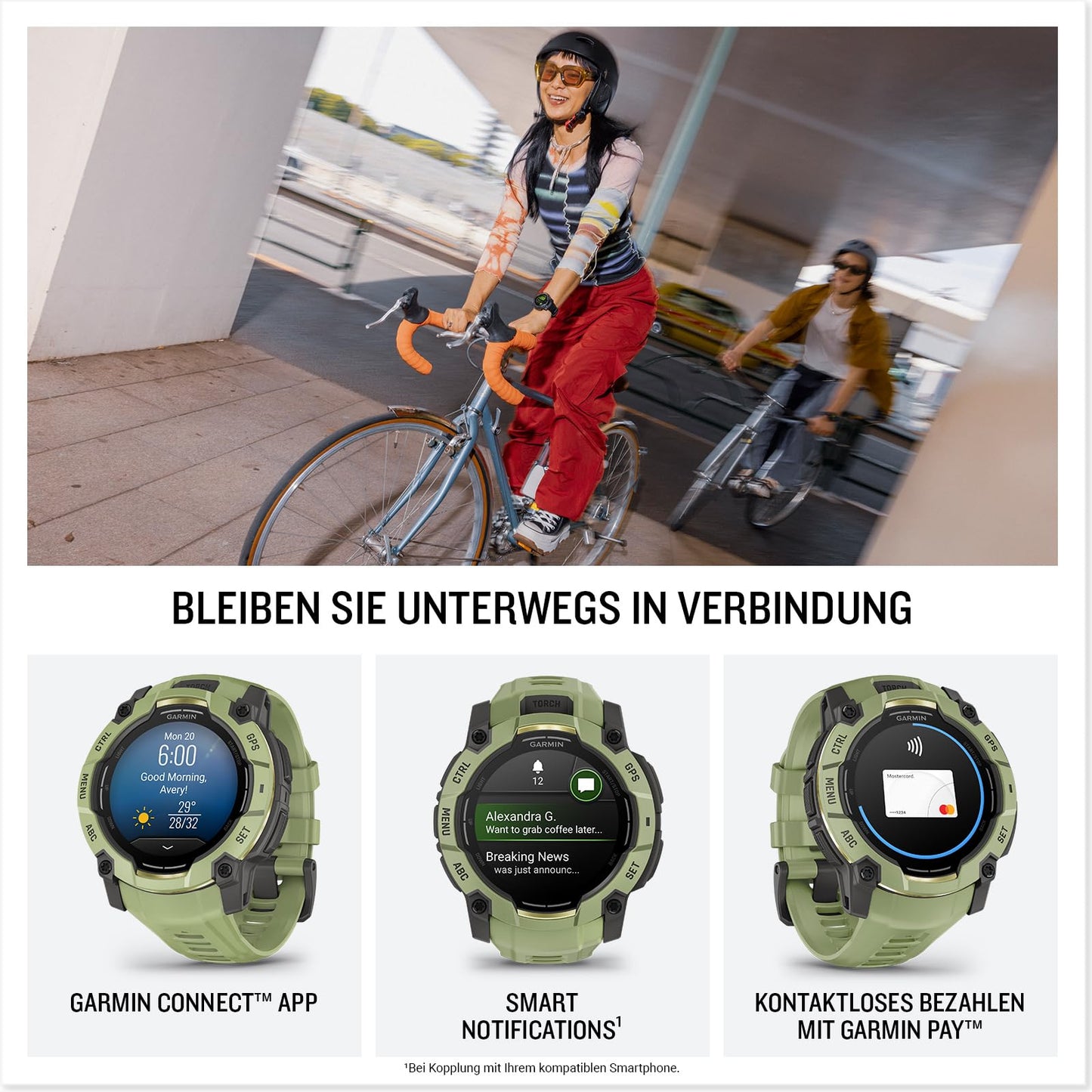 Garmin Instinct 3 50mm AMOLED - GPS multisport smartwatch, 1.3" display, up to 24 days battery life, 80+ sports apps, navigation function, smart features, LED flashlight, waterproof - 010-03020-02