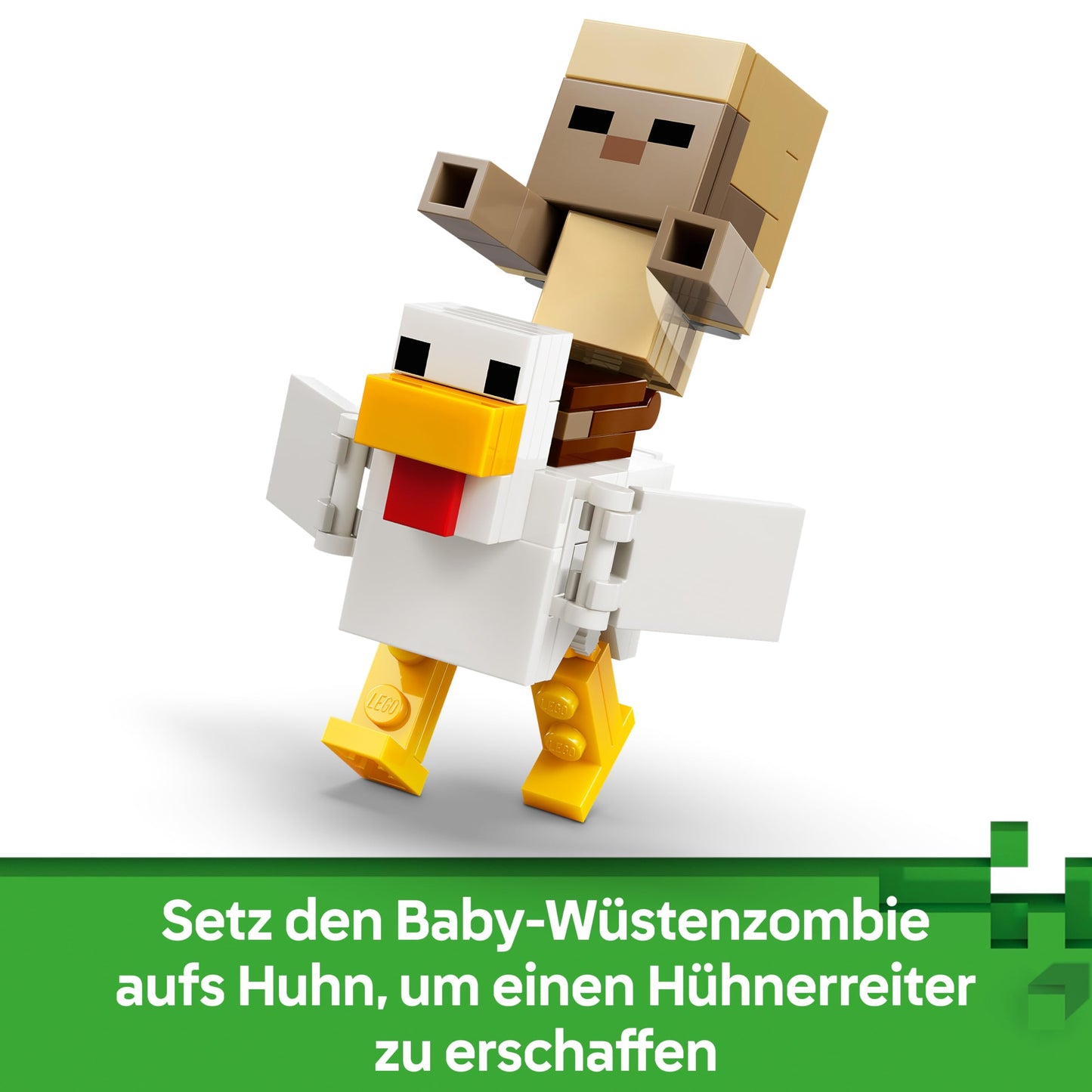 LEGO Minecraft Attack of the Chicken Rider in the Desert - Toy with 6 figures including Iron Golem & Baby Wolf - Room decoration for children - Gaming gift for boys, girls and fans aged 9 and over - 21592