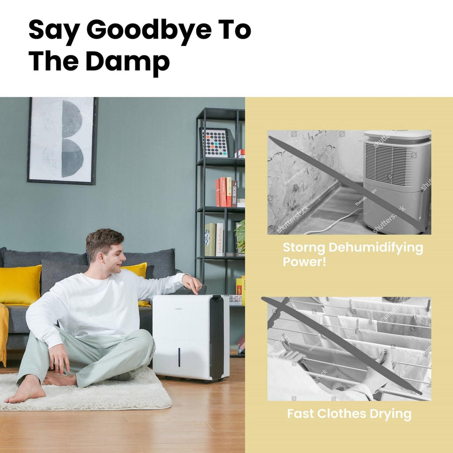 Comfee dehumidifier, 30 L/24 H, room size approx. 180 M³, 80 M², intelligent dehumidifier mode, for apartment, bathroom and basement, 24 H timer, water tank 3 L, white, MDDP-30DEN7