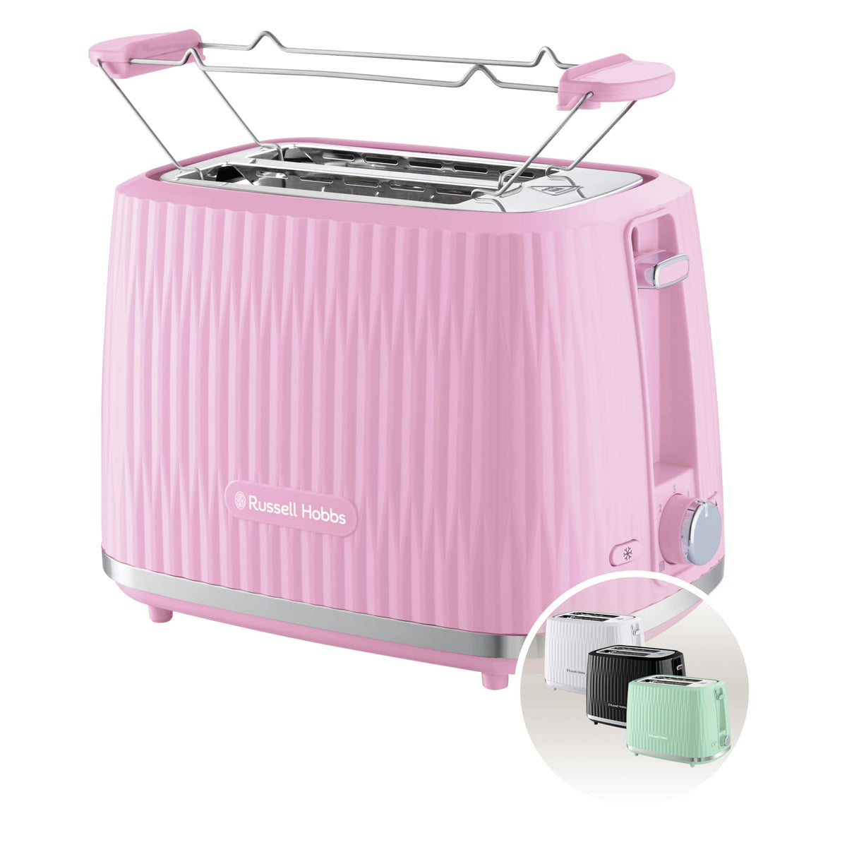 Russell Hobbs Toaster Eden Raspberry, 2-Slice, with Bun Warmer - 27372-56