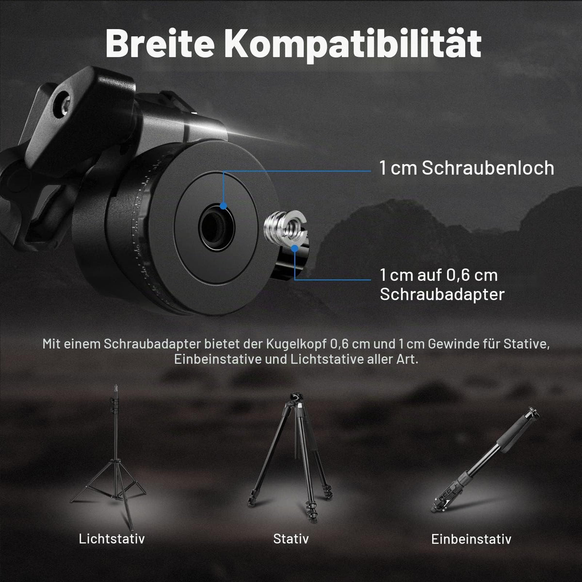 NEEWER Cap de bilă cu profil redus pentru trepied, 36mm metal panoramic, GM36 - GM36/36mm