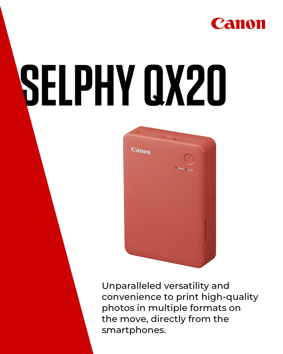 Canon SELPHY QX20 Mini Photo Printer Mobile, Stickers, 100-Year Stability - QX20-RD