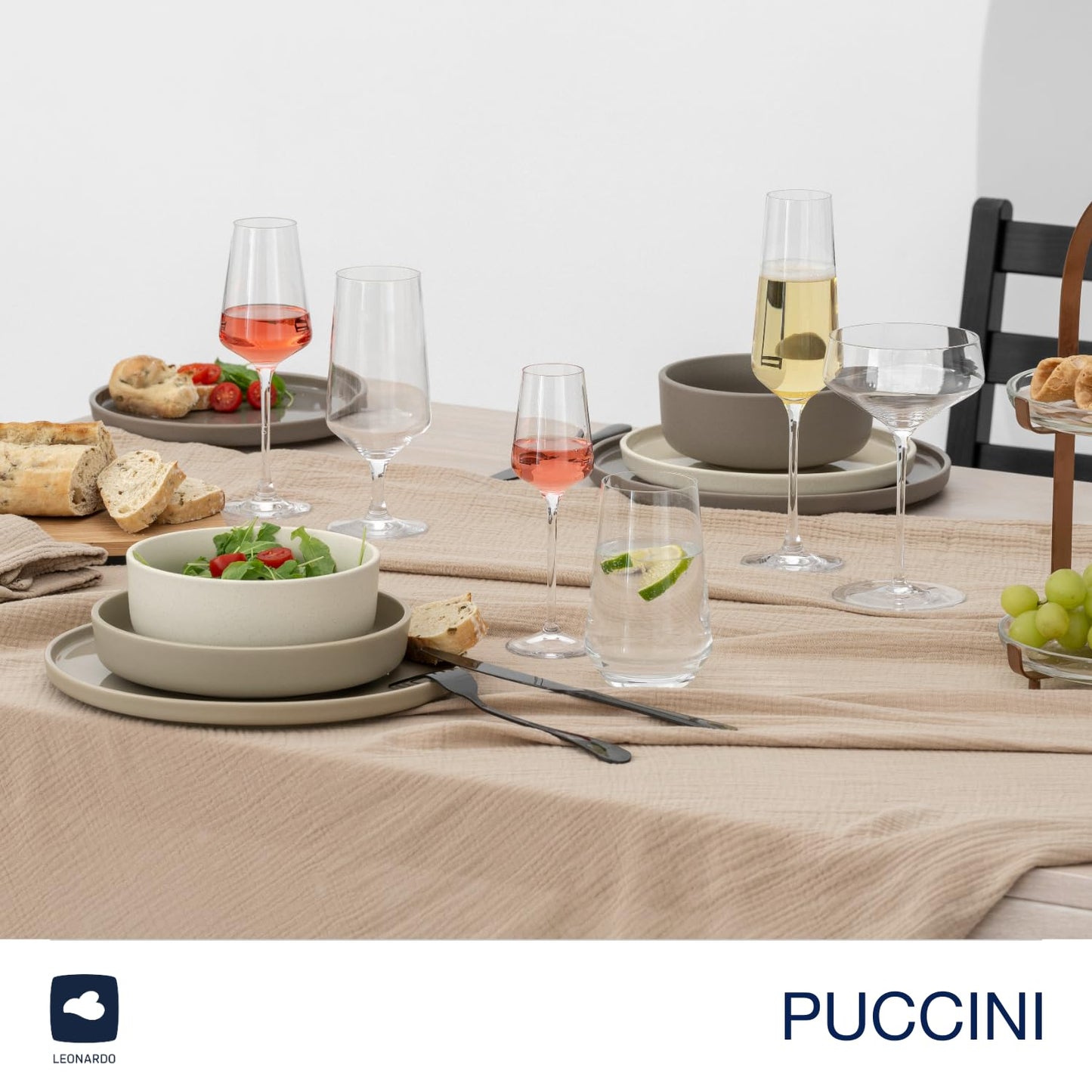 LEONARDO HOME PUCCINI champagne glasses (set of 6) incl. polishing cloth • Dishwasher-safe Prosecco goblets (280 ml) • Shockproof & suitable for everyday use • 040979