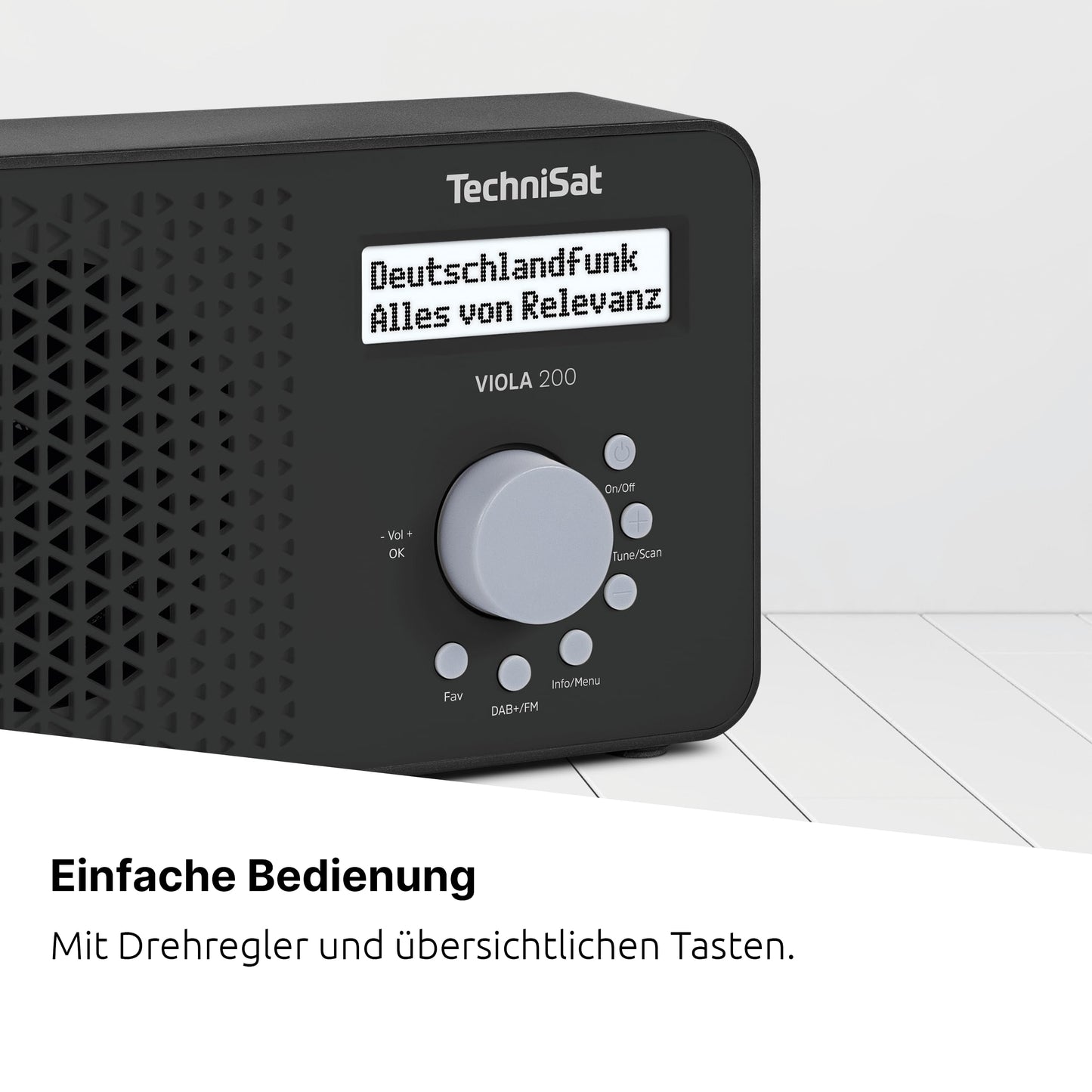 TechniSat Viola 200 - portable DAB+/FM radio (with LCD display, telescopic antenna, favorite memory, headphone jack, mains & battery operation, mono speaker, RDS, PLL) black - 0001/2936