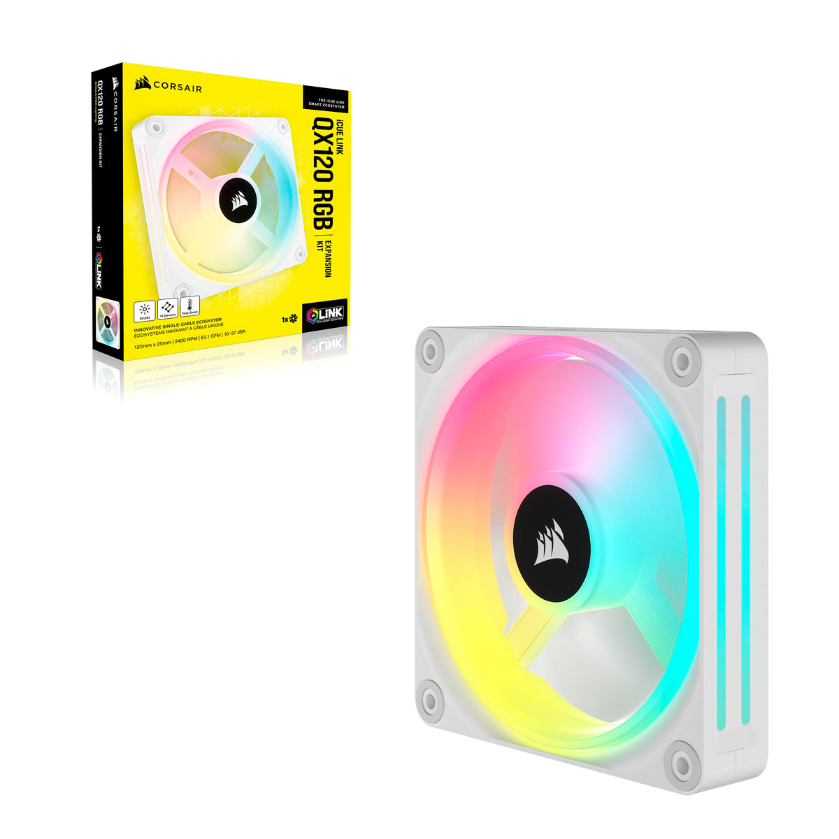 Corsair iCUE LINK QX120 RGB 120mm Magnetic Dome RGB Fan - White - CO-9051005-WW