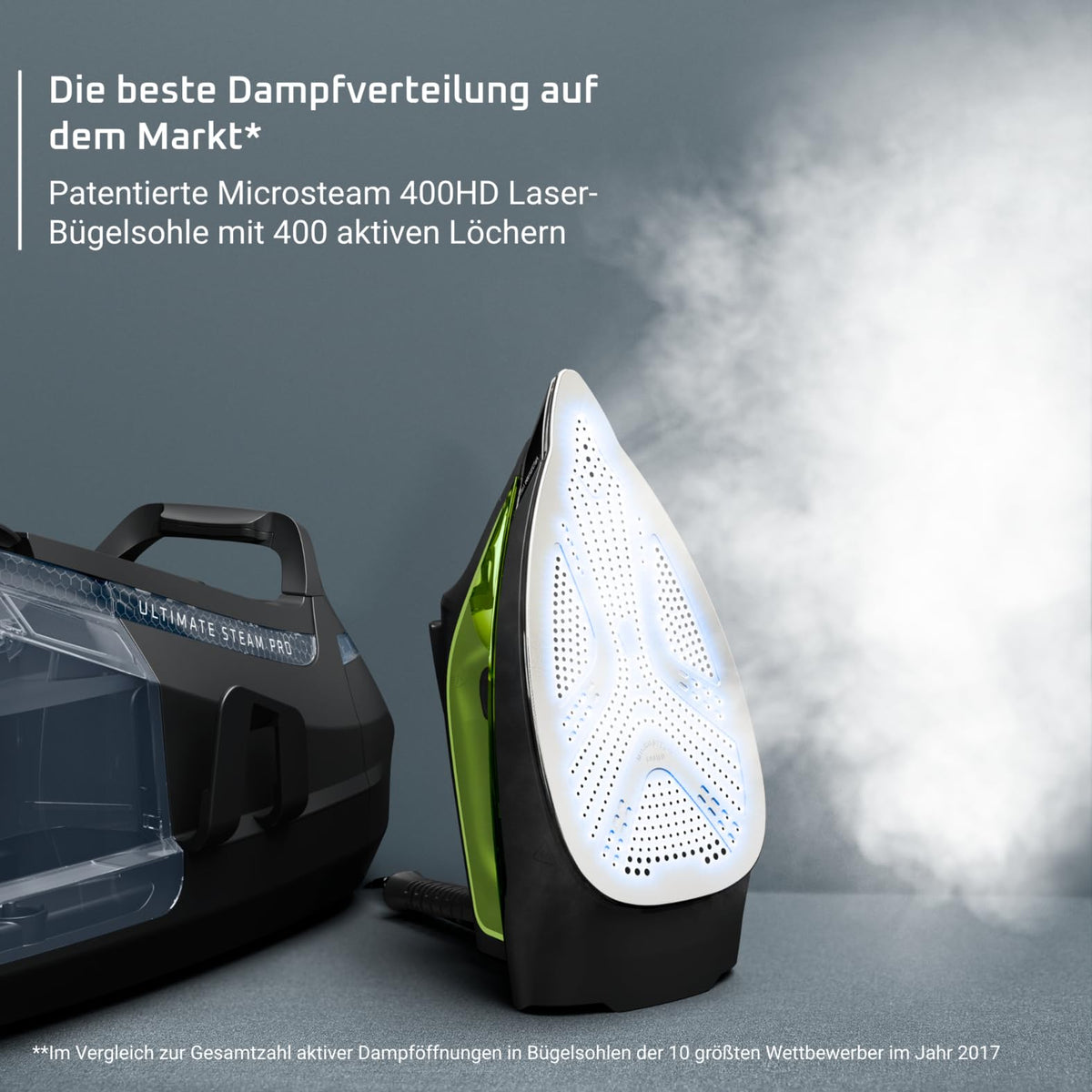 Rowenta Silence Steam Pro Stație de călcat cu abur, 2800 W, cantitate de abur continuu 150 g/min, impuls de abur extra 620 g/min, funcție Eco, rezervor de apă detașabil de 1300 ml, Negru/Verde, DG9248 - DG9248F0
