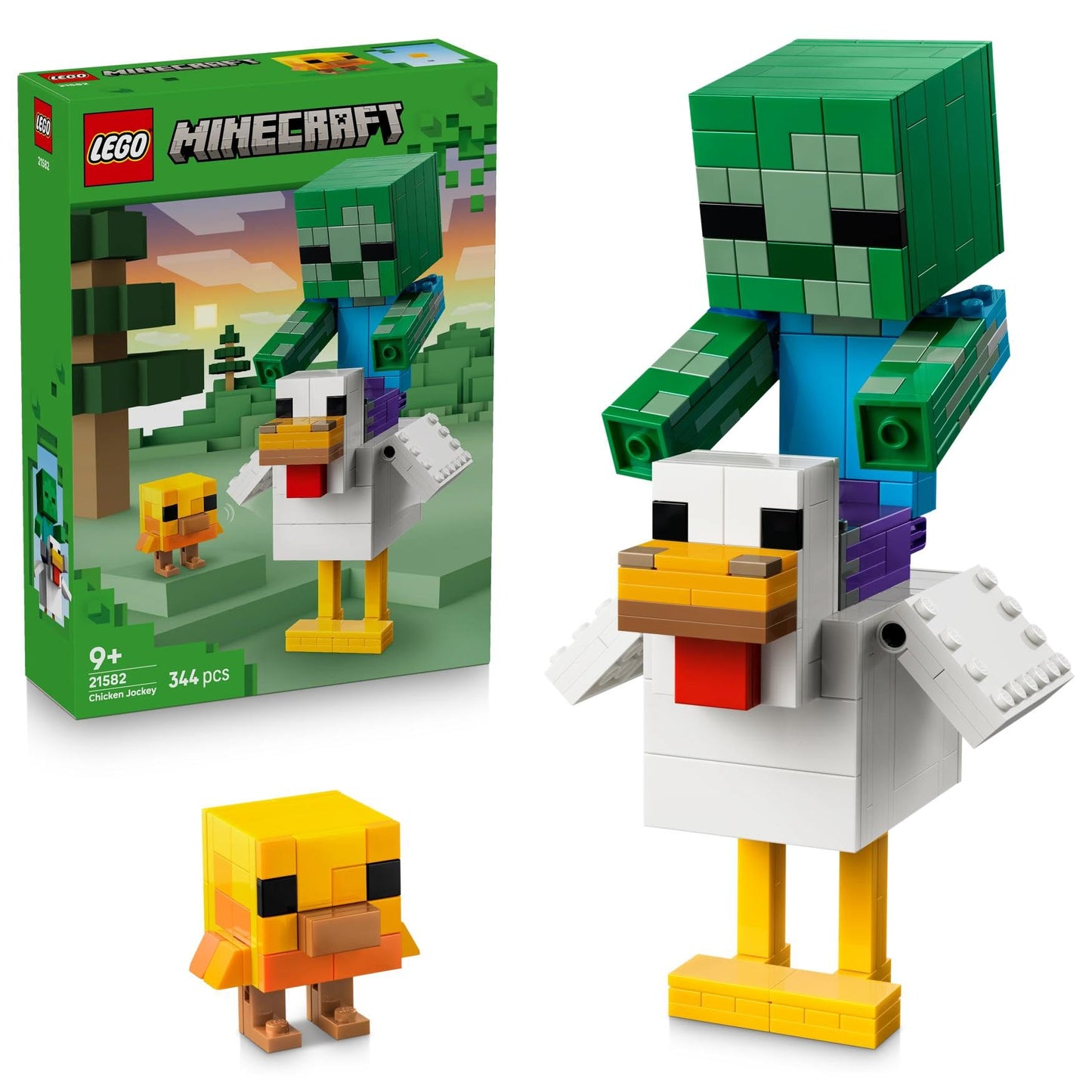 LEGO Minecraft chicken rider - building toy - room decoration for the video game with zombie baby, chicken and chicks - fan item to collect and display - gift for gamers aged 9 and over - 21582