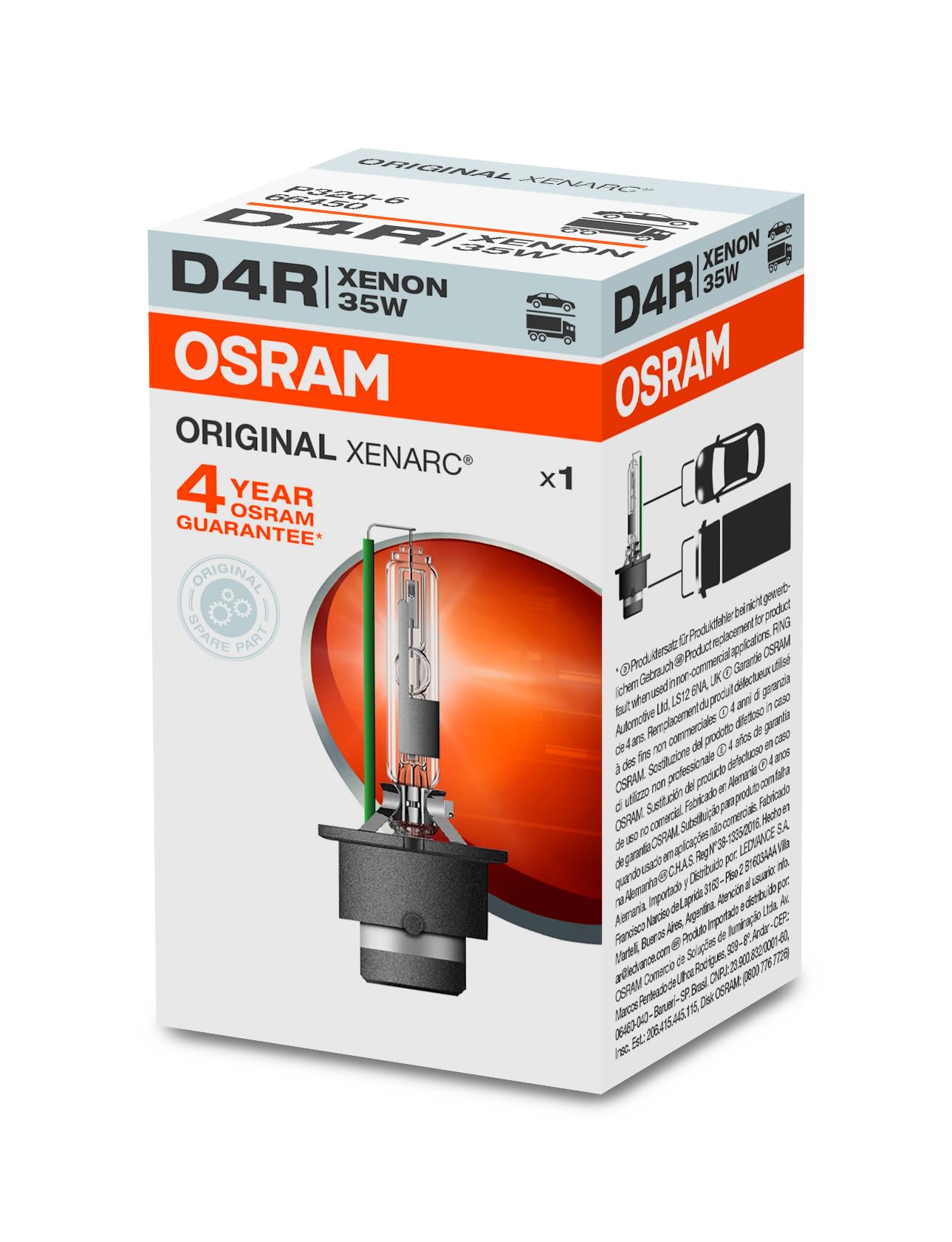 Osram 66450 XENARC front headlight D4R, folding box of 1