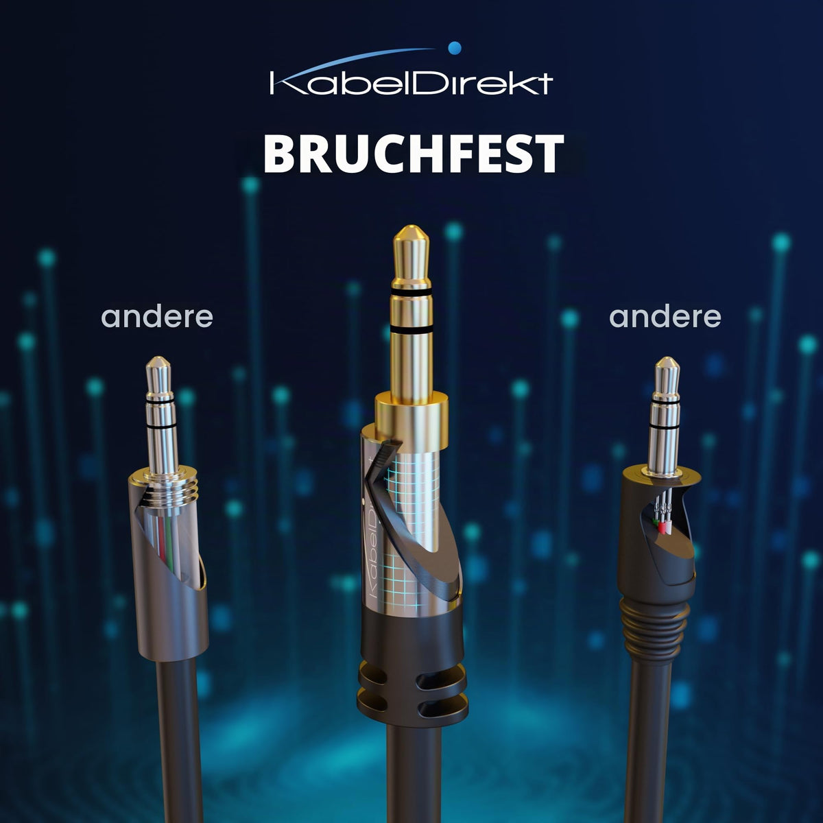 KabelDirekt – Cablu audio Aux 3,5mm – 5x1,5m – Metal - 2384