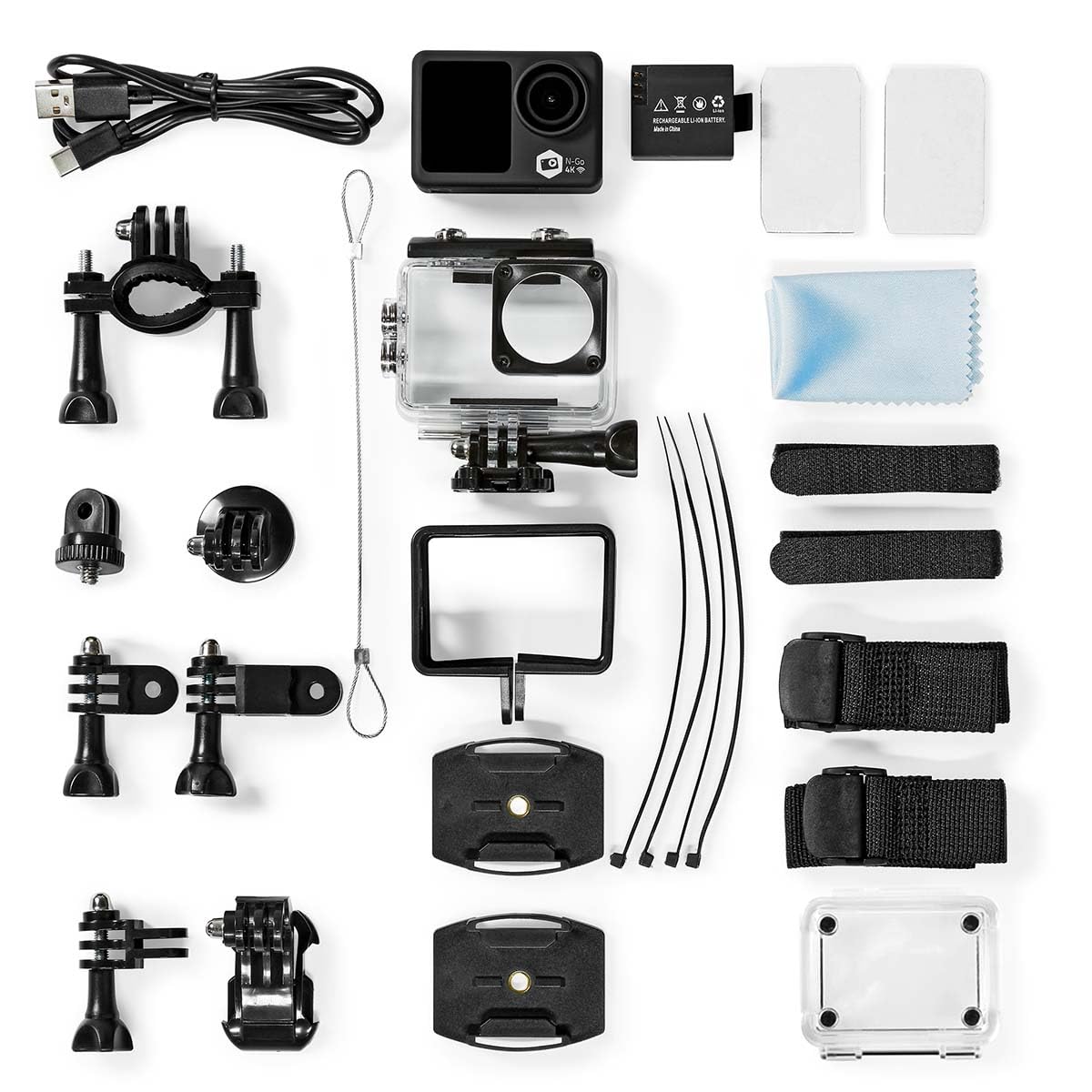 Nedis Action Cam | 4K@30fps | 16 MPixel | Rezistentă la apă până la: 30.0 m | 90 min | Wi-Fi | Aplicație disponibilă pentru: Android™ / IOS | Inclus: suport | Negru - ACAM51BK