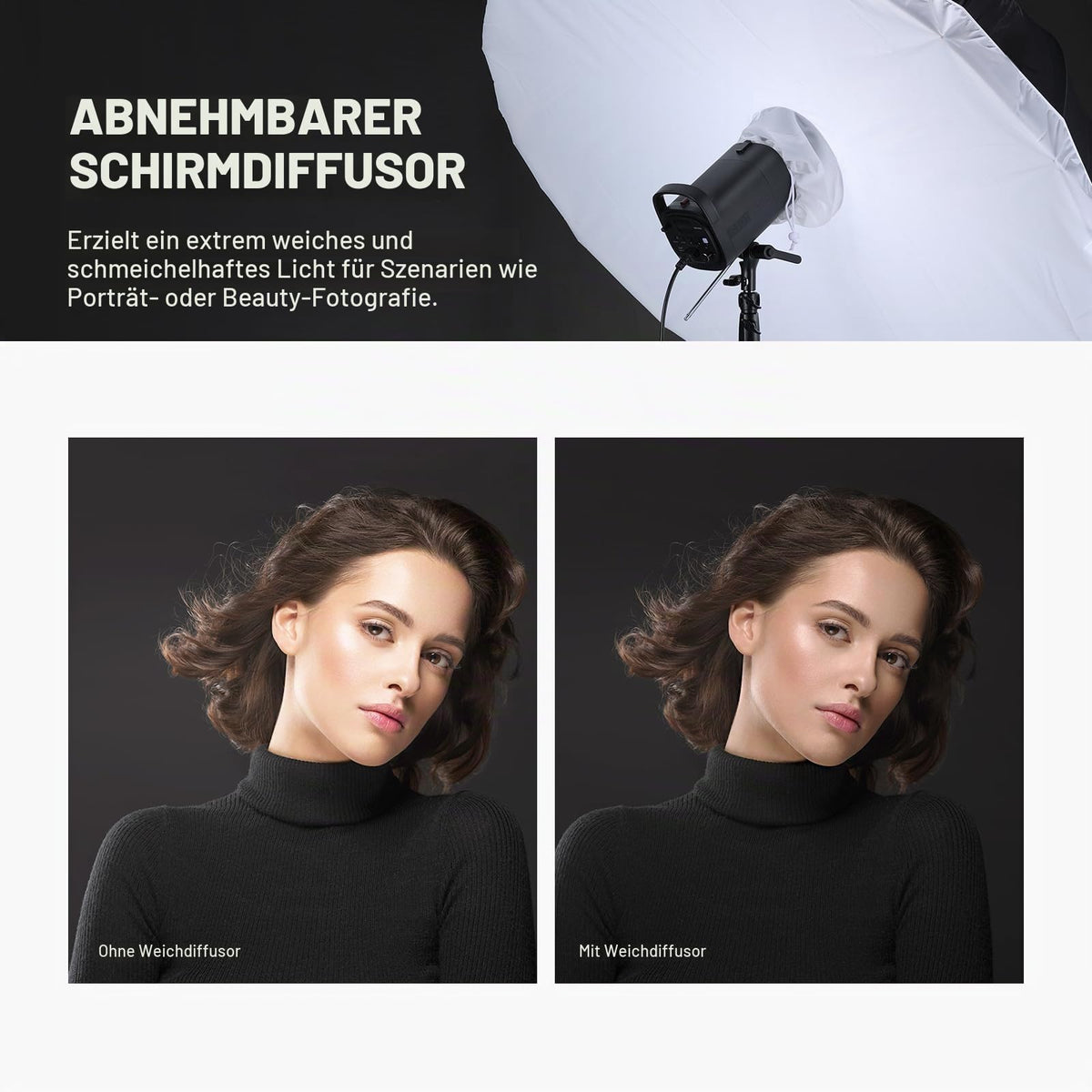 NEEWER 104cm Parabolic Reflective Umbrella for Photography, Studio Umbrella with Silver Interior, Soft Lighting with Diffuser Cover, Bag, Quick-Folding for Camera, Video Light, NS1U - 10103469
