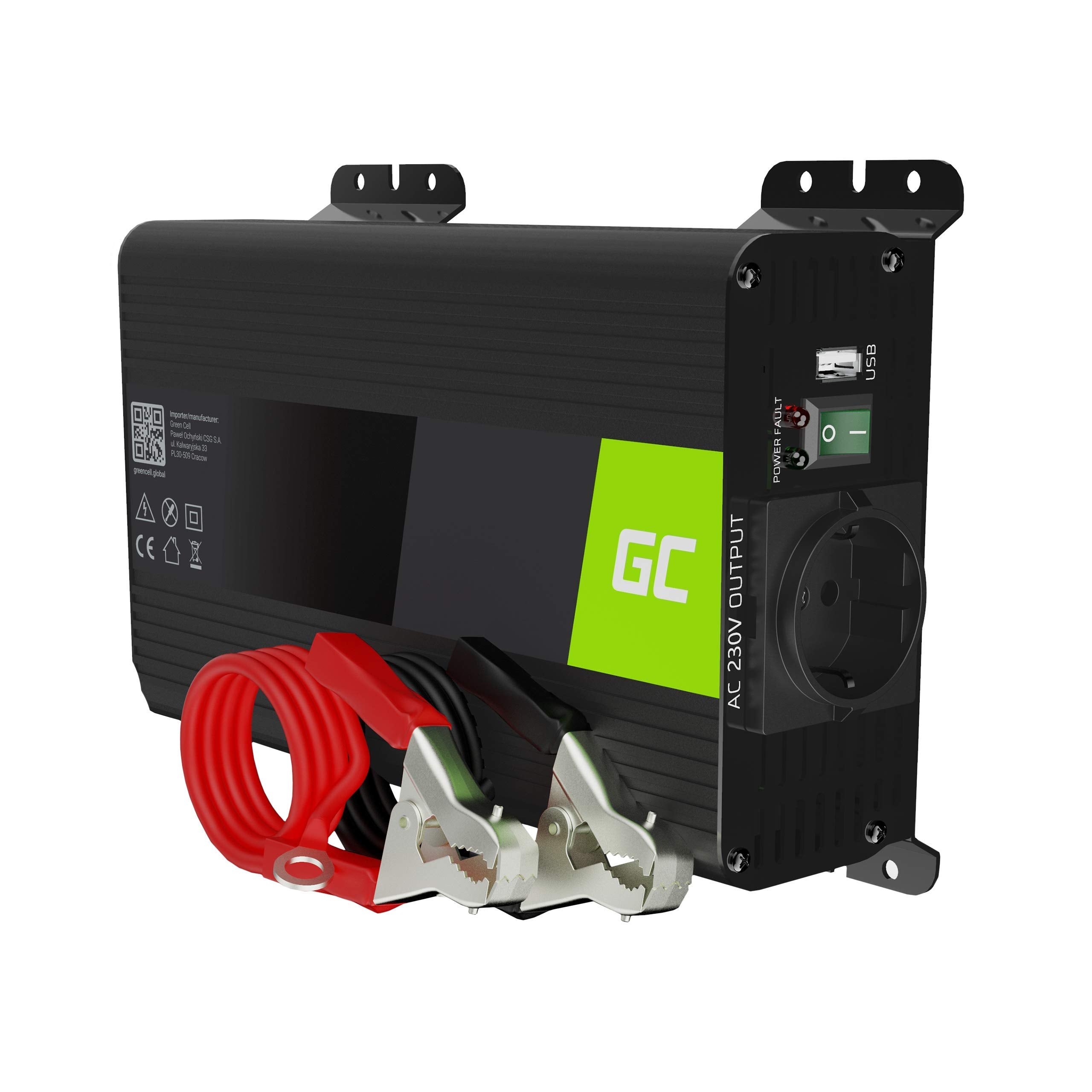 Green Cell PRO 300W/600W 12V to 230V Pure Sine Volt Car Voltage Converter Inverter Converter Pure Sine Wave Power Solar Inverter DC AC Converter Current Converter