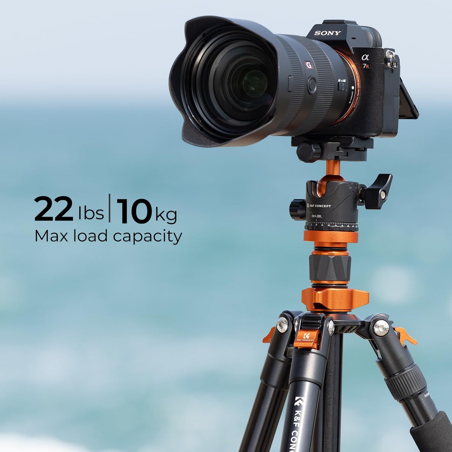 K&F Concept camera tripod, tripod with 360° ball head, portable tripod for Canon Nikon Sony and other DSLR cameras, aluminum photo tripod monopod K255A4+BH-28L - KF09.083V1